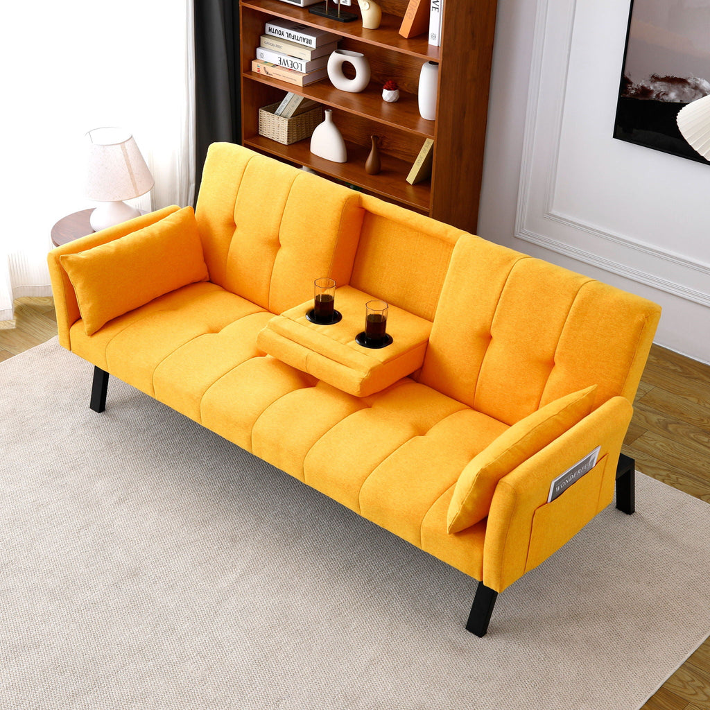 Sofa Bed With Foldable Design And Cup Holder