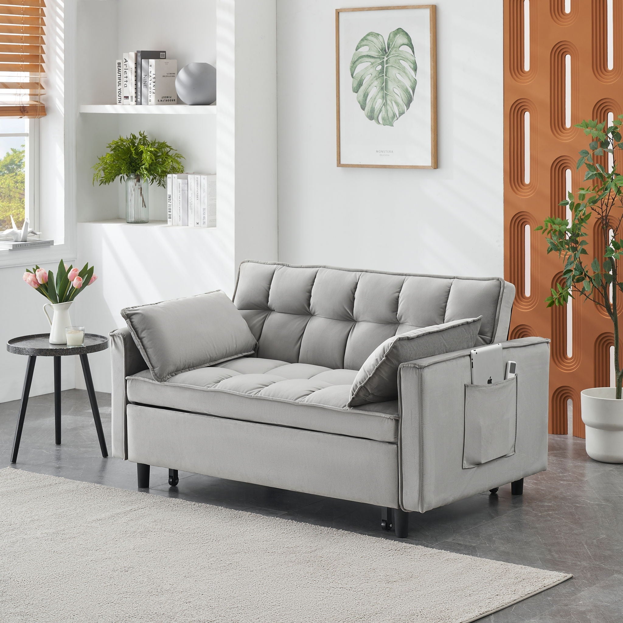 Sofa Bed With Pockets, 3 In 1 Convertible For Living Room