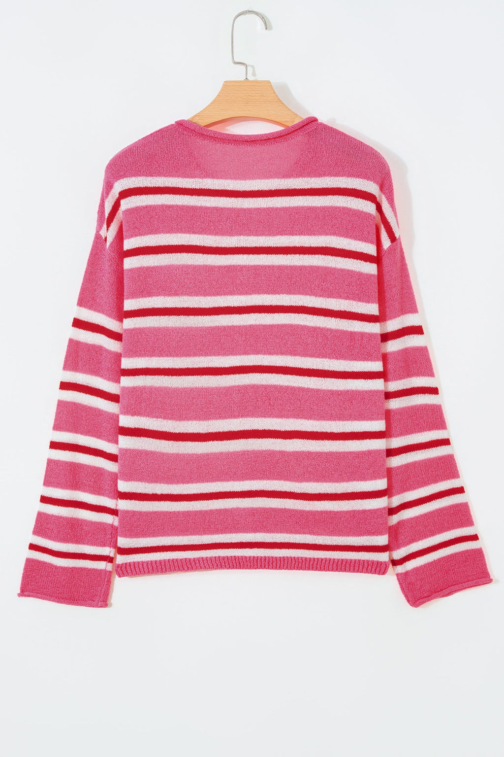 Stripe Drop Shoulder Buttoned Knit Cardigan