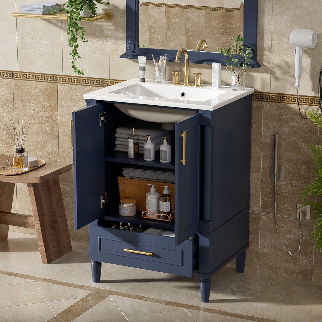 Bathroom Vanity With Ornate French Cylinder Legs, Soft Close Drawer