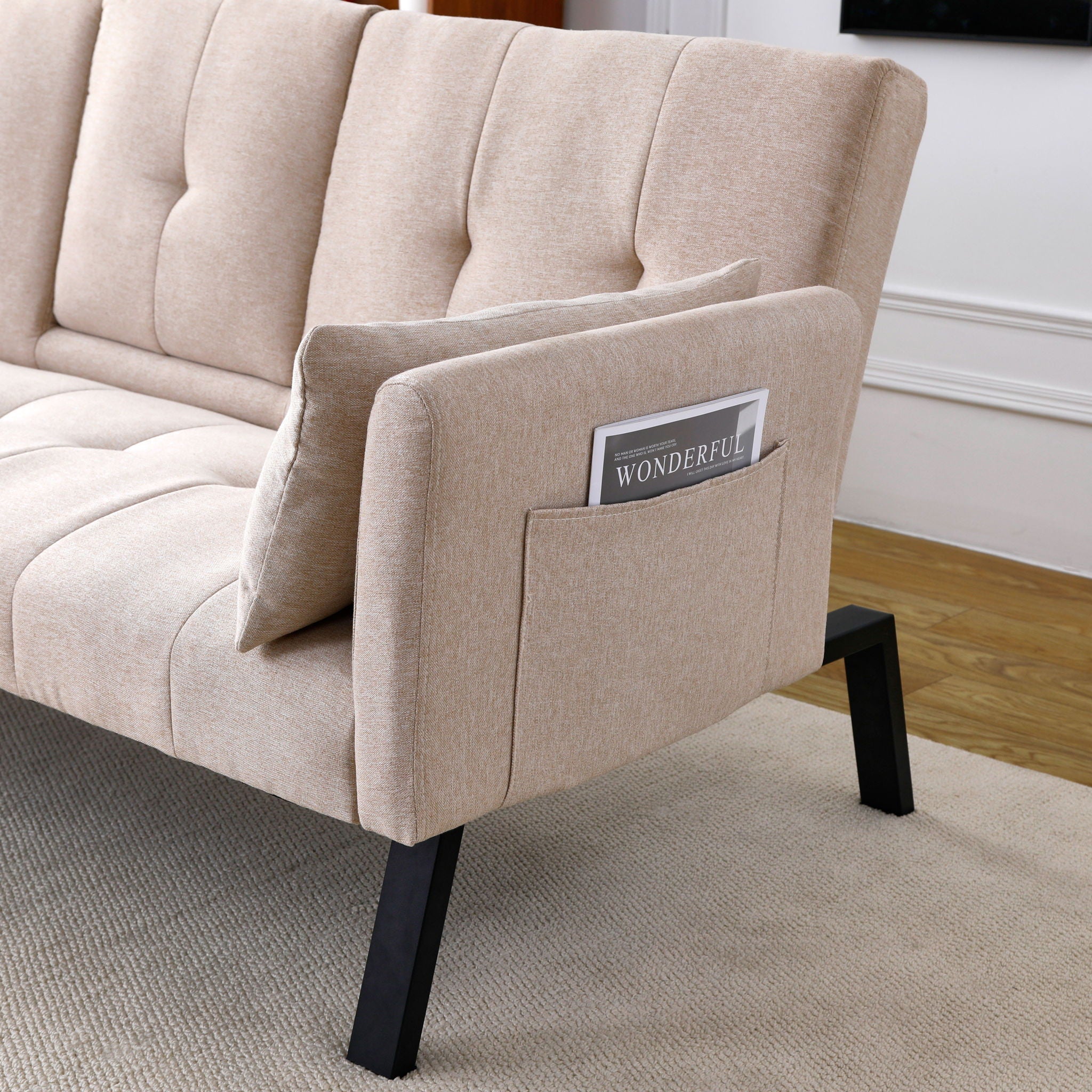 Sofa Bed With Foldable Design And Cup Holder
