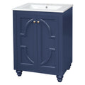 Bathroom Vanity With Ornate Elliptical Motif, Soft Close Hinges