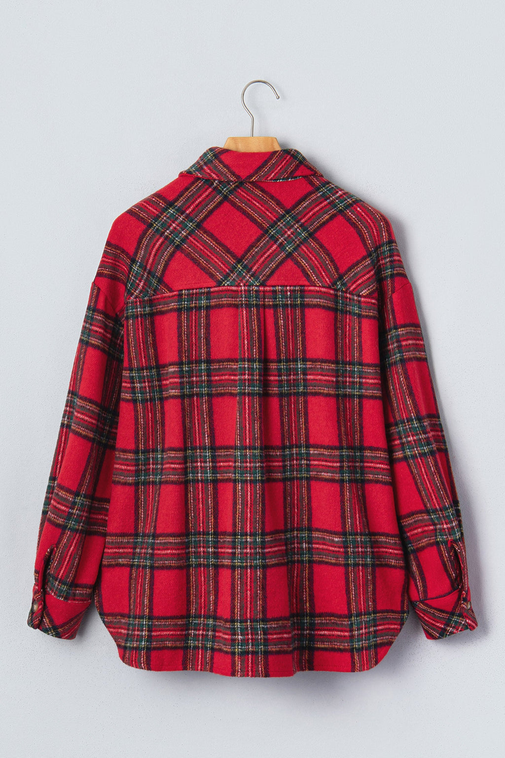 Plaid Button Front Long Sleeve Shacket