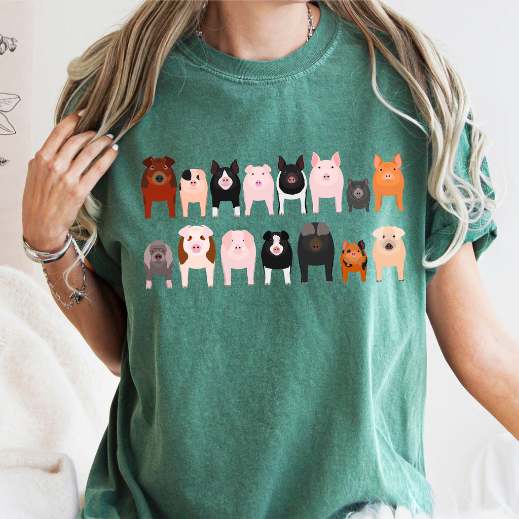 Pig Lovers Farm Animal Illustration Breeds Pet Portraits And Farm Life Enthusiasts Comfort Colors Tee