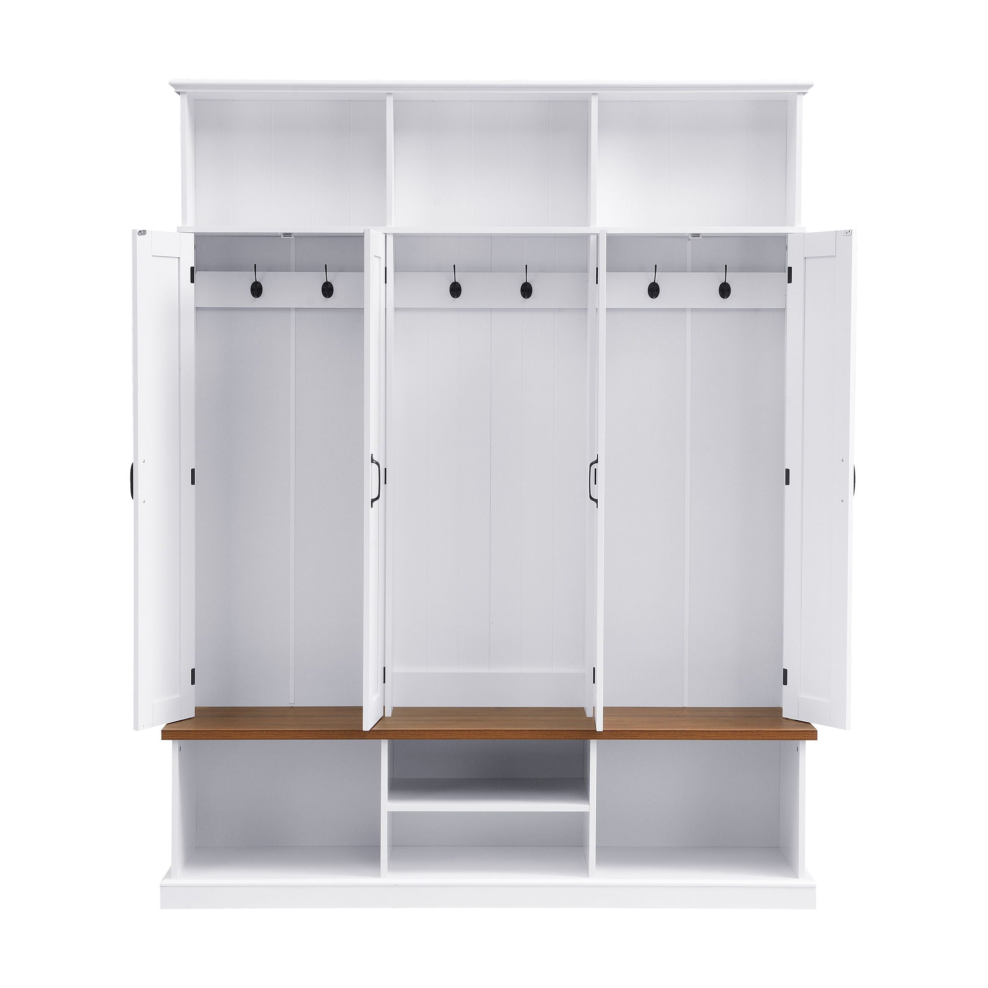 Entryway Hall Tree With Bench, 3 Top Cubbies & Bottom Storage Space