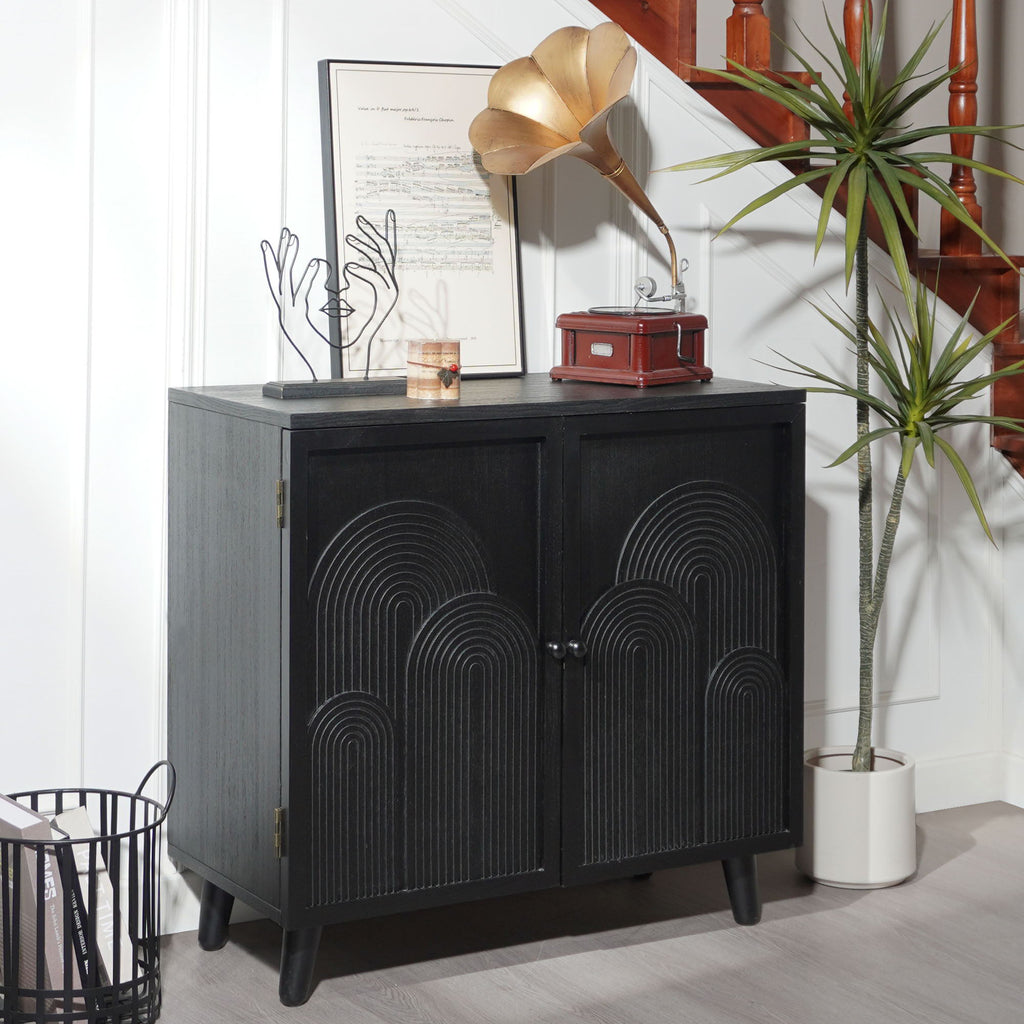 2 Door Accent Cabinet Storage Cabinet With Adjustable Shelf - Black