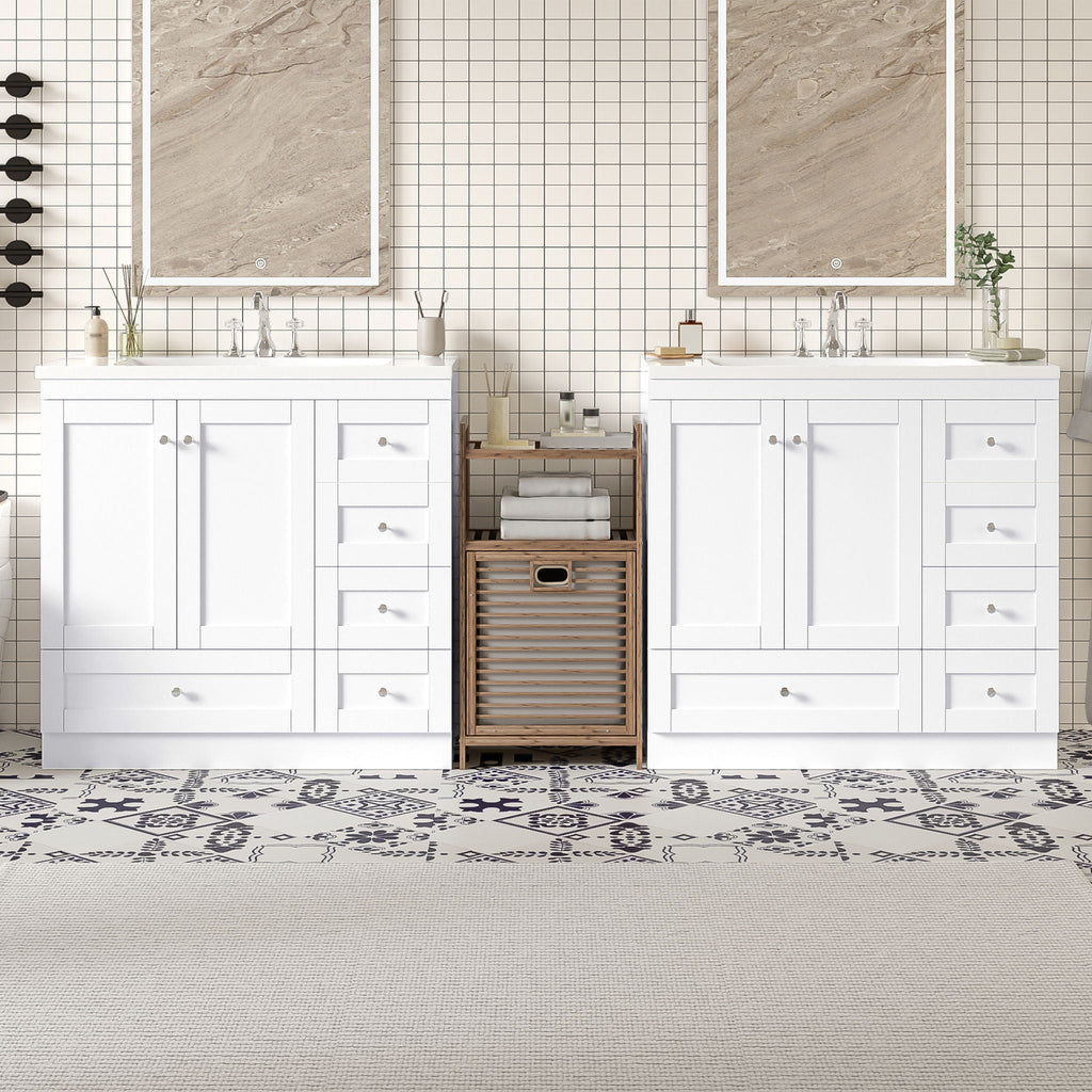 Shaker Free Standing Bathroom Vanity Cabinet & Sink, Soft Close Drawers, Soft Close Doors