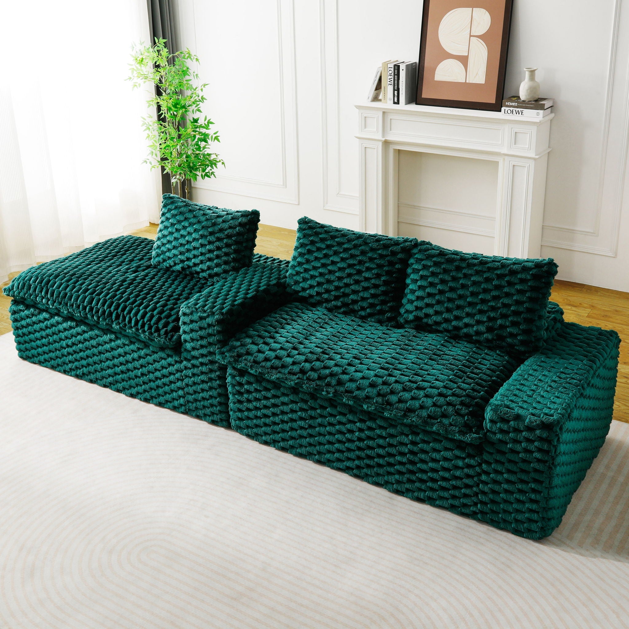 Modular Sofa, Convertible Twin Seat With Chaise Lounge