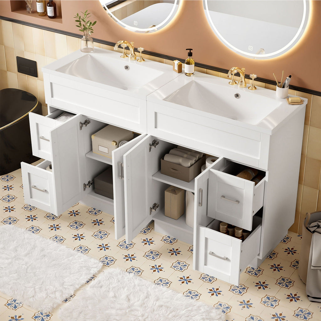 Bathroom Vanity With 2 Doors, 2 Drawers, Adjustable Shelf, Hidden Slides & Soft Close Hinges