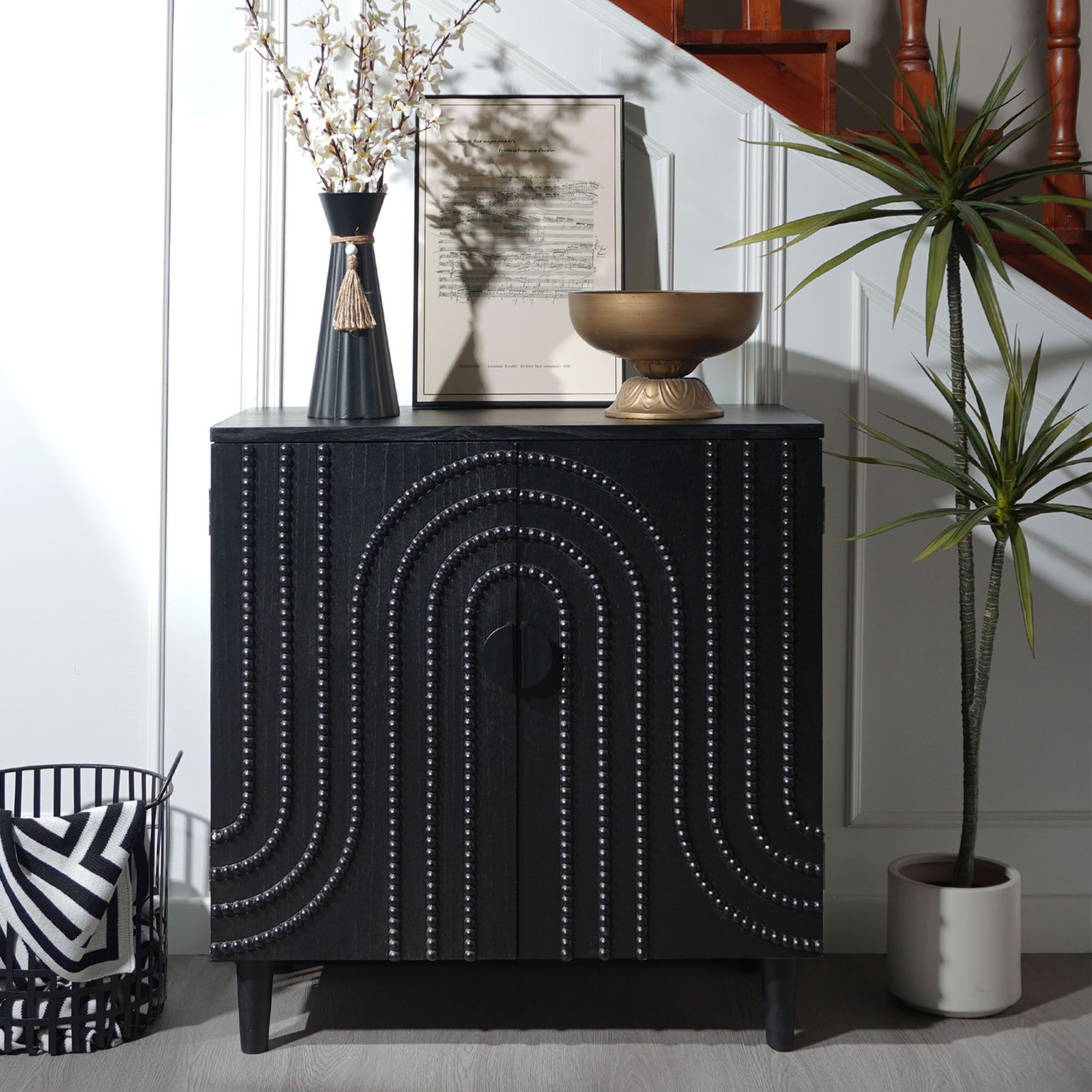 2 Door Storage Cabinet With Adjustable Shelf - Black