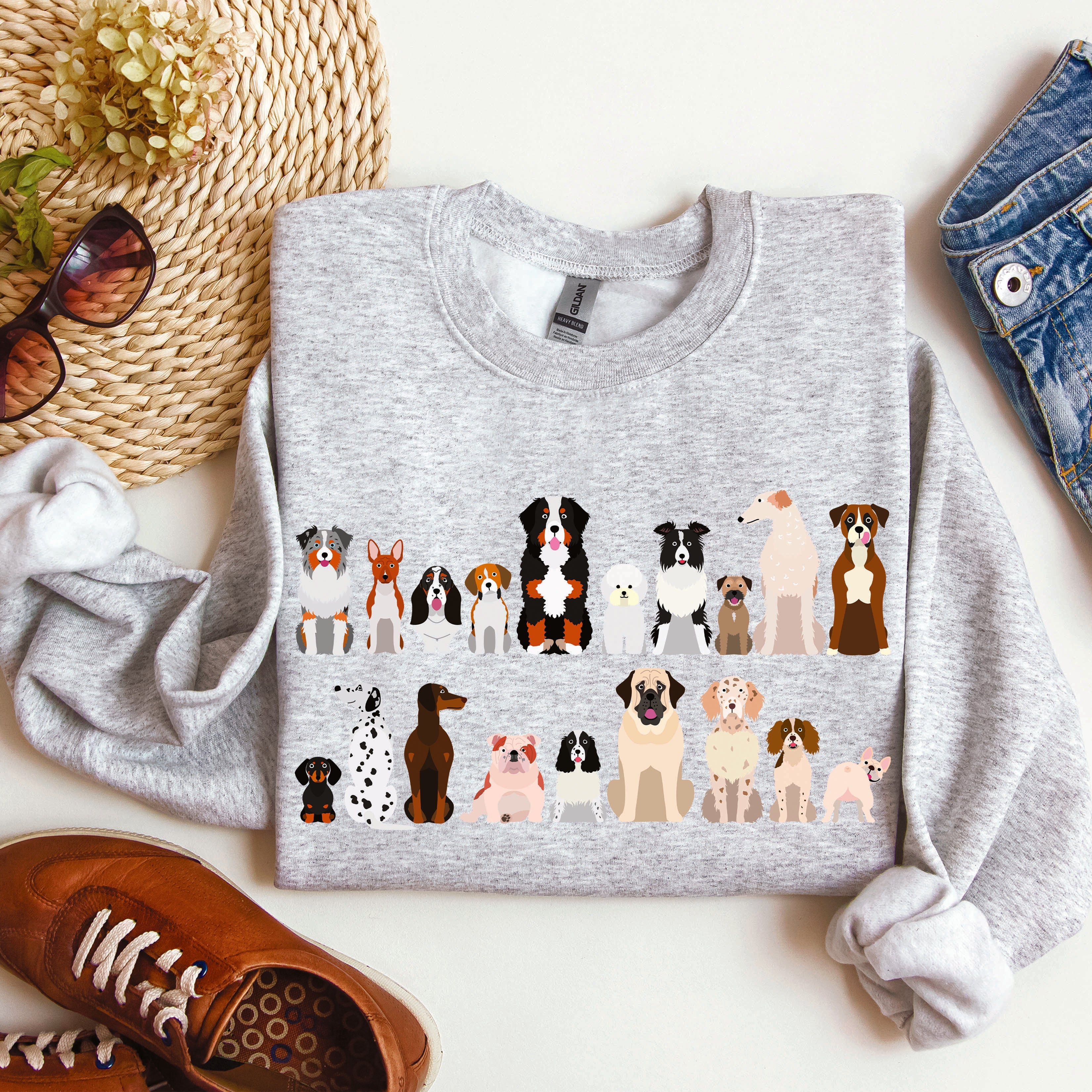 Dog Breeds Farm Animal Lover Portrait Collection For Canine Enthusiasts Sweatshirt
