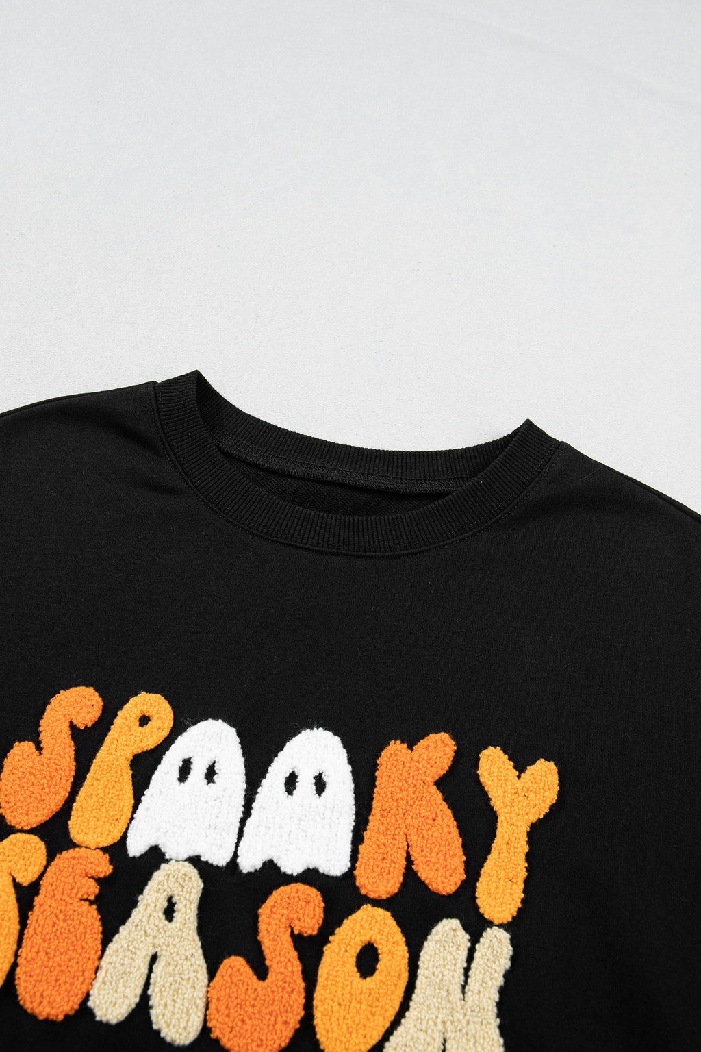 Halloween Spooky Season Embroidered Long Sleeve Sweatshirt
