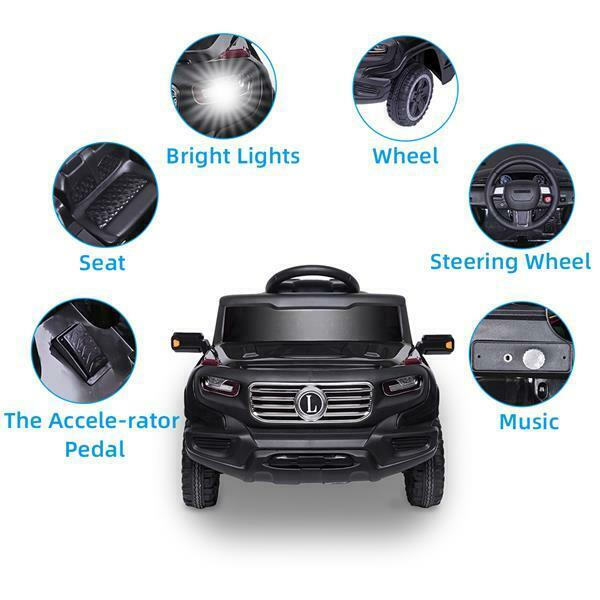 6V Battery-Powered Ride-On Car with Music, Lights, Remote Control, and Safety Features for Kids