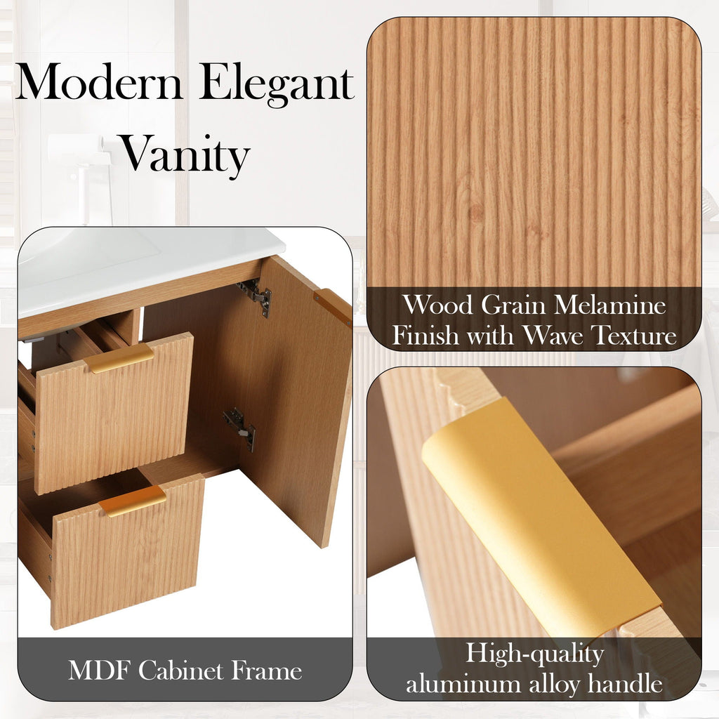 Modern Wall Mounted Bathroom Vanity, Soft Close Doors