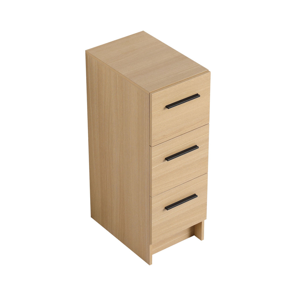 Slim Freestanding Bathroom Storage Cabinet, 3 Drawers - Light Oak