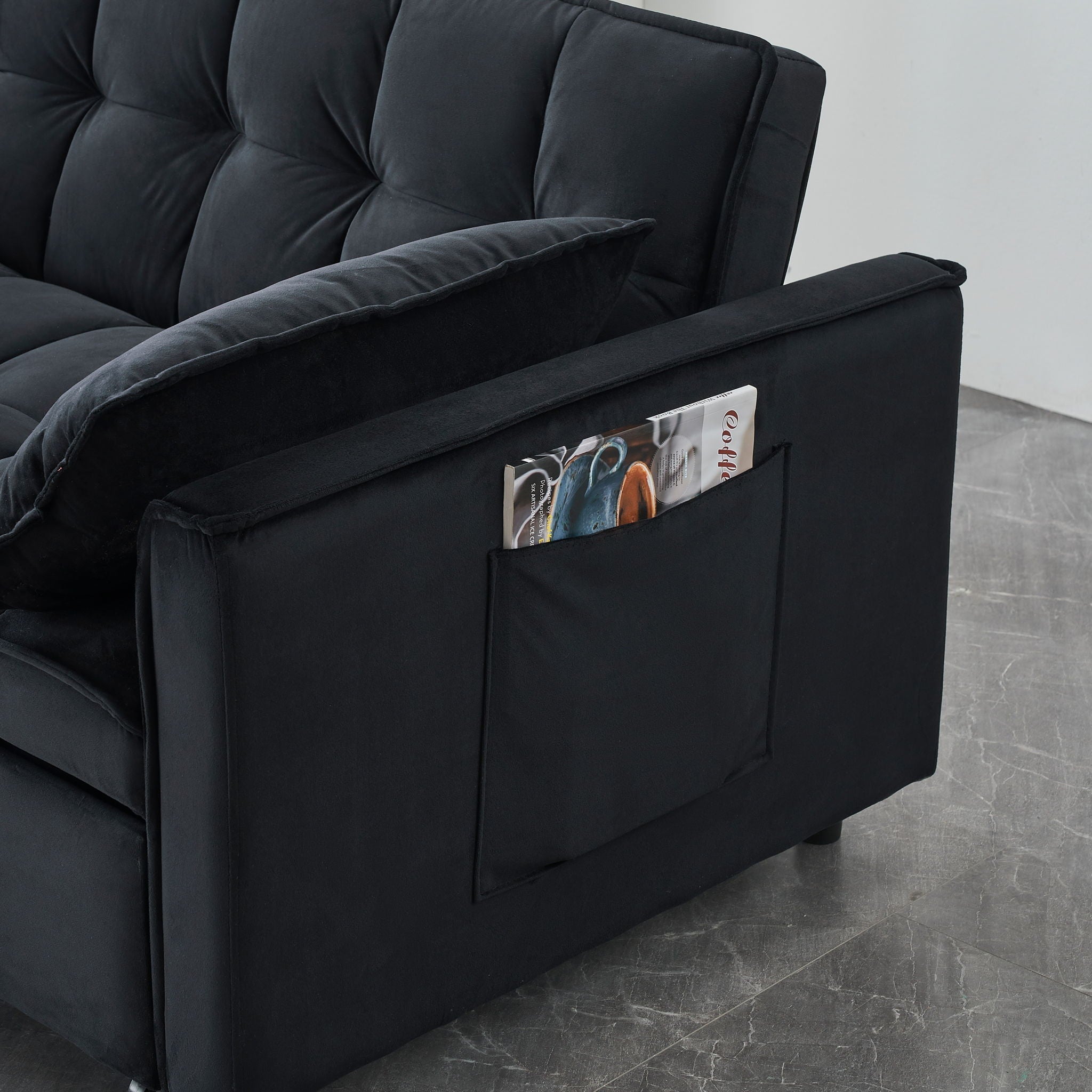 Sofa Bed With Pockets, 3 In 1 Convertible For Living Room