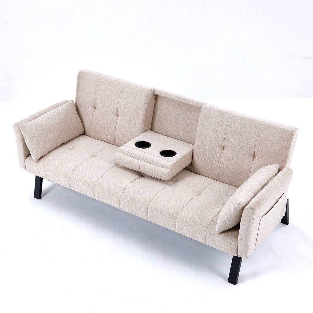 Sofa Bed With Foldable Design And Cup Holder