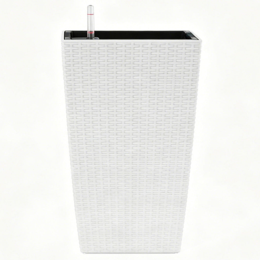 Square Large Planter With Automatic Watering System For Home And Garden (Set of 2) - White