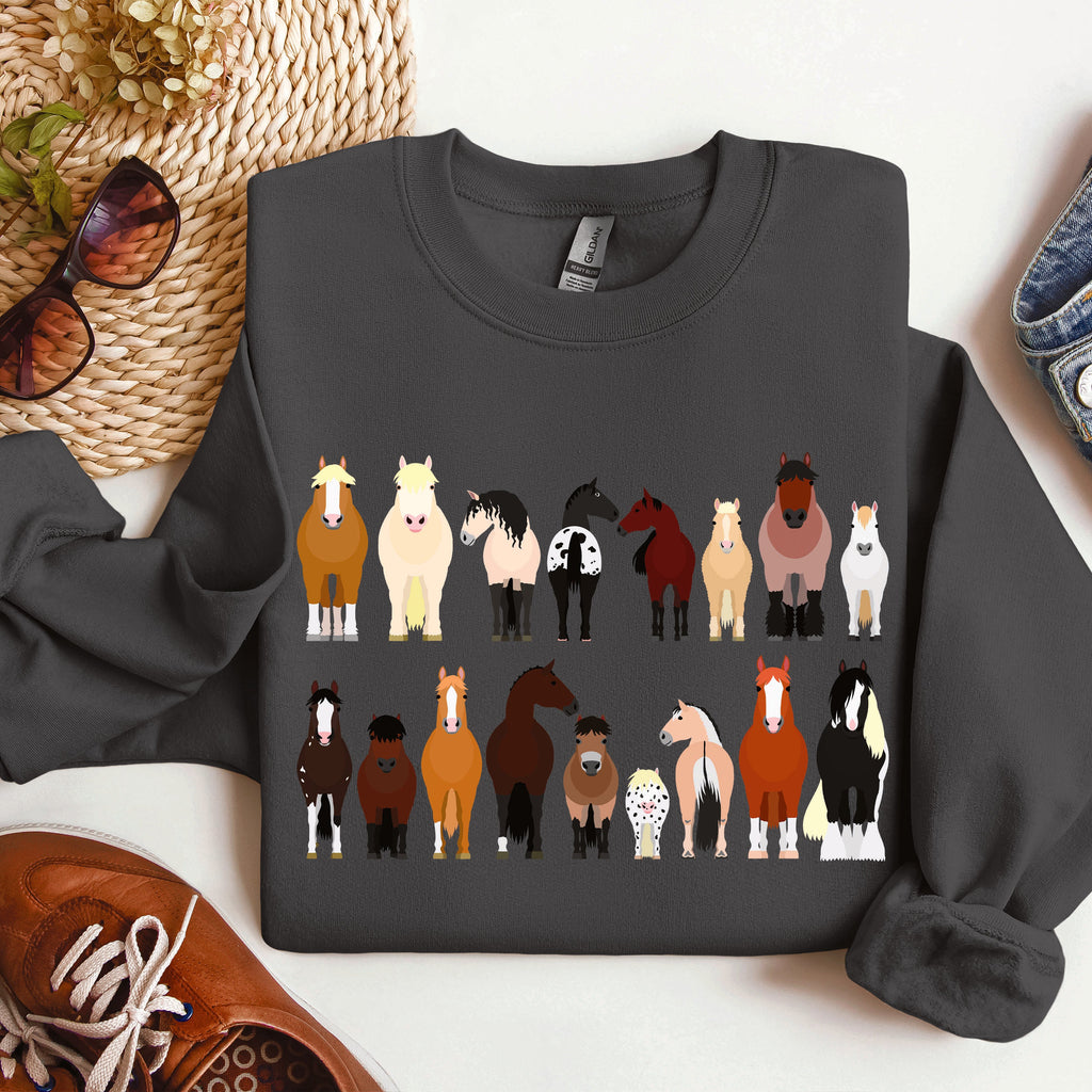 Horse Breeds Farm Animal Lover Equine Enthusiast Graphic Illustration Edition Collection Sweatshirt