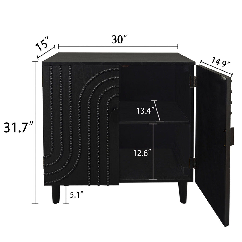 2 Door Storage Cabinet With Adjustable Shelf - Black