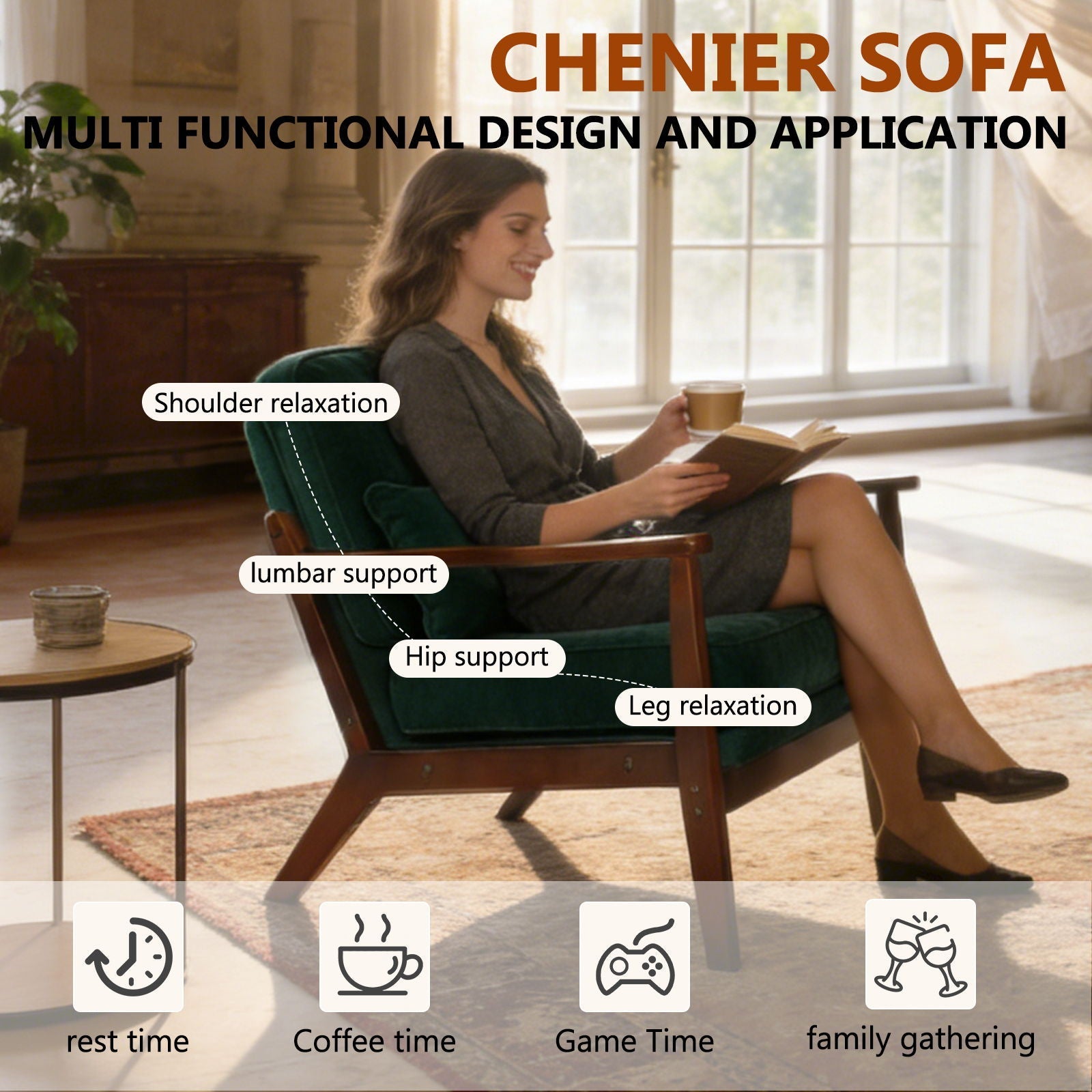 Living Room Chair With Lumbar Pillow