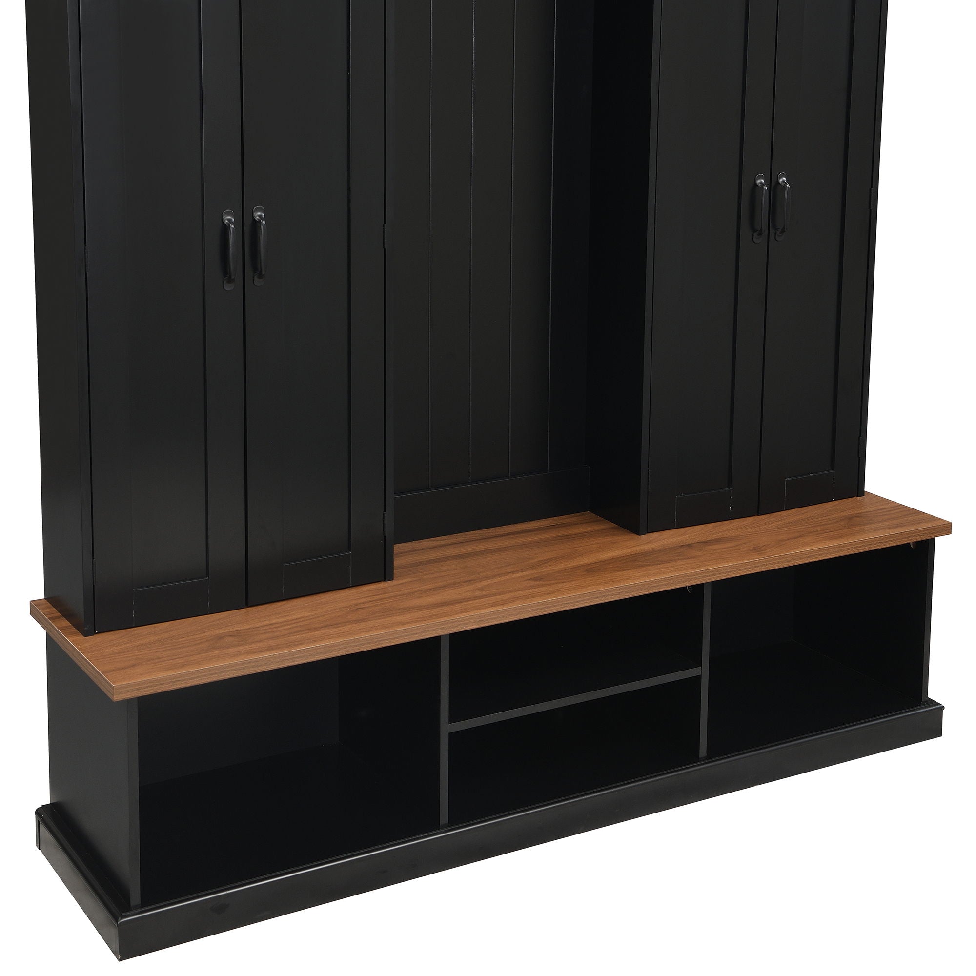 Entryway Hall Tree With Bench, 3 Top Cubbies & Bottom Storage Space