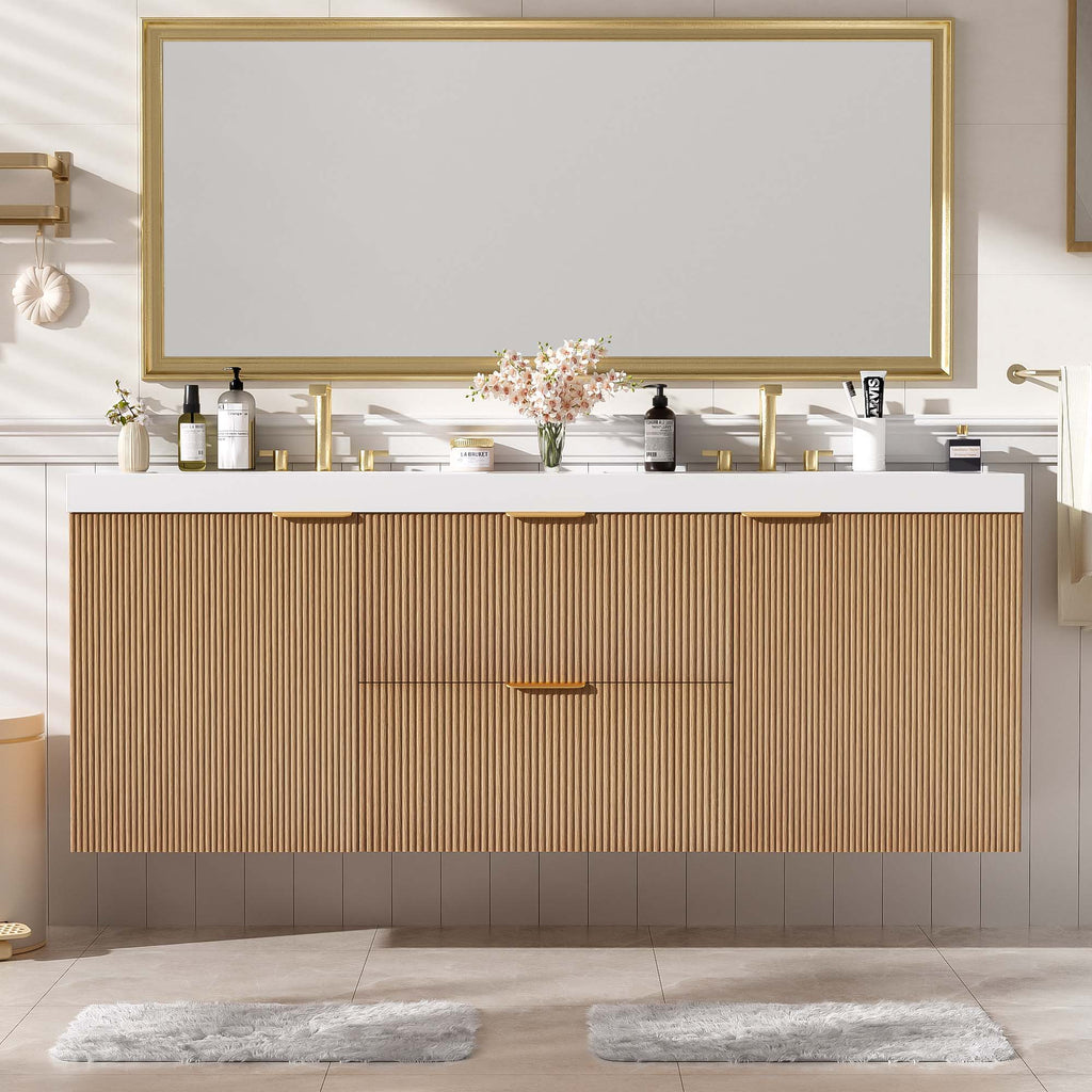 Modern Wall Mounted Bathroom Vanity, Soft Close Doors