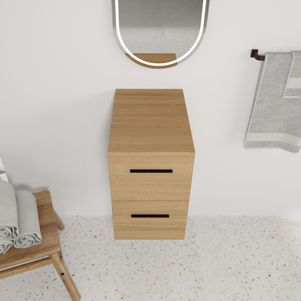 Floating Bathroom Vanity Drawer Base, Wall Mounted Storage With 2 Drawers - Light Oak