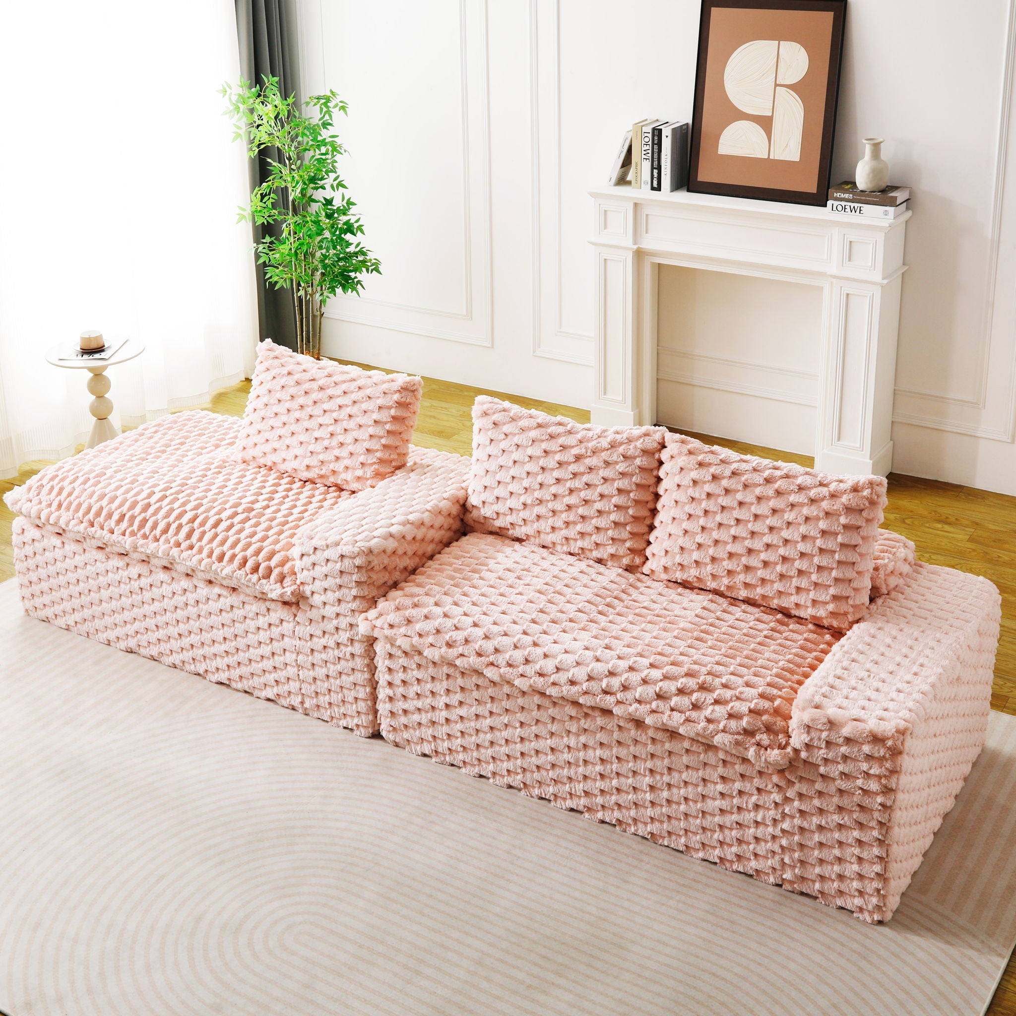 Modular Sofa, Convertible Twin Seat With Chaise Lounge