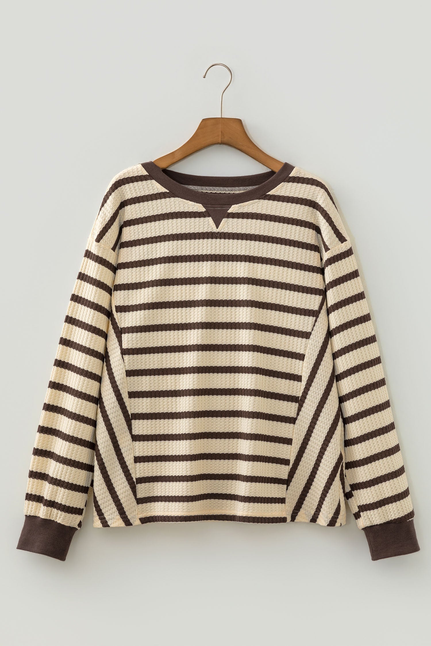 Stripe Patchwork Ribbed Cuff Long Sleeve Sweatshirt
