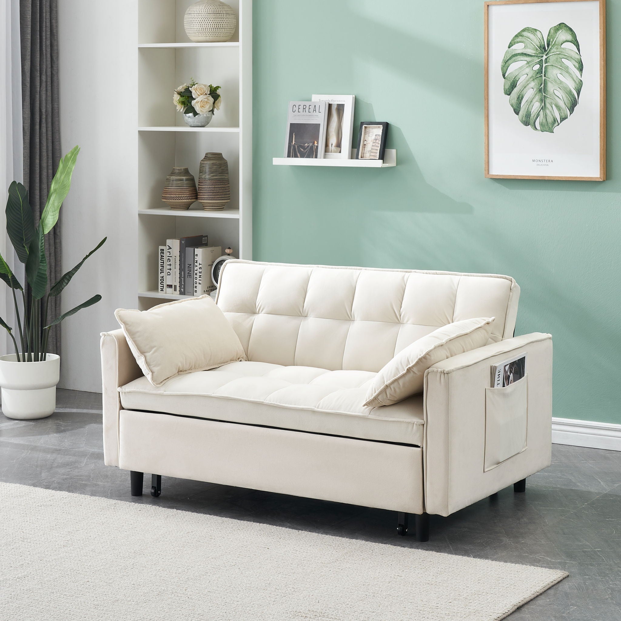 Sofa Bed With Pockets, 3 In 1 Convertible For Living Room