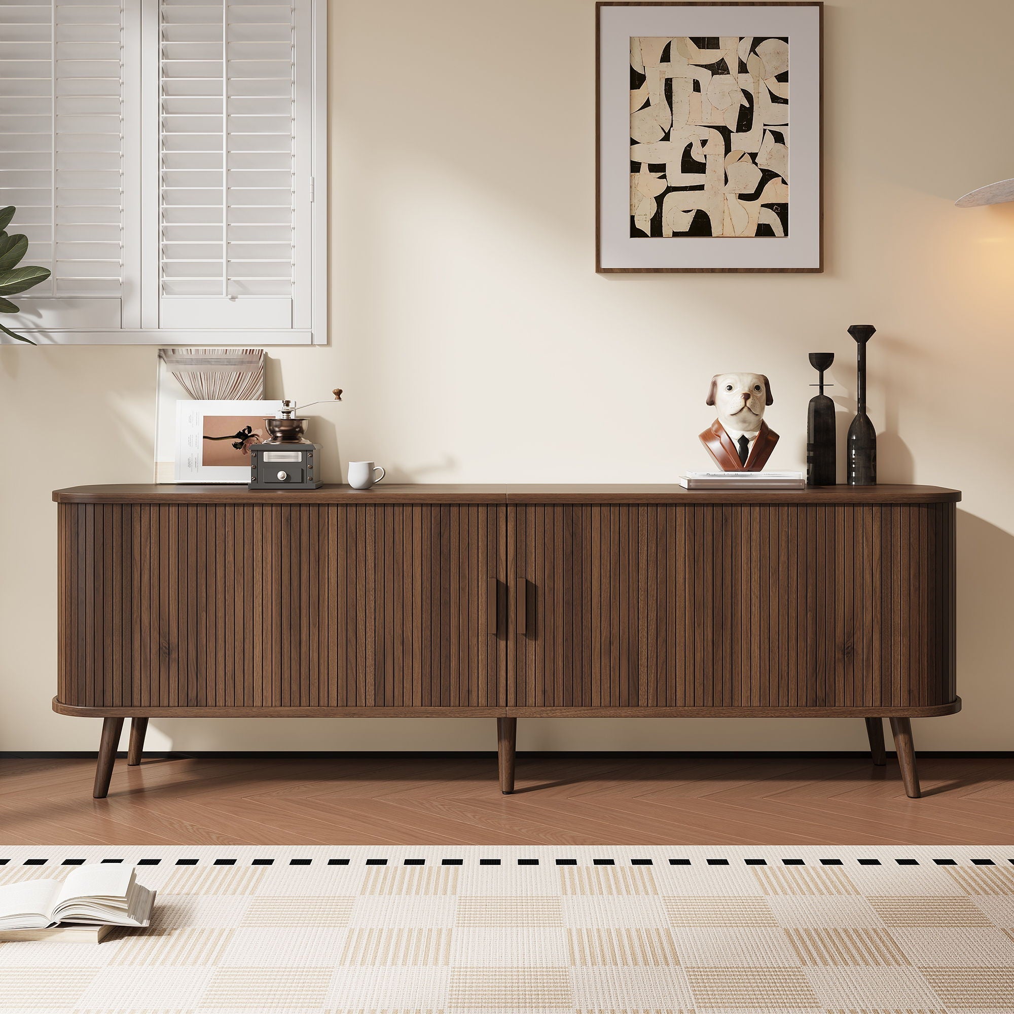 70" TV Stand, Media Center With Ample Storage - Dark Brown