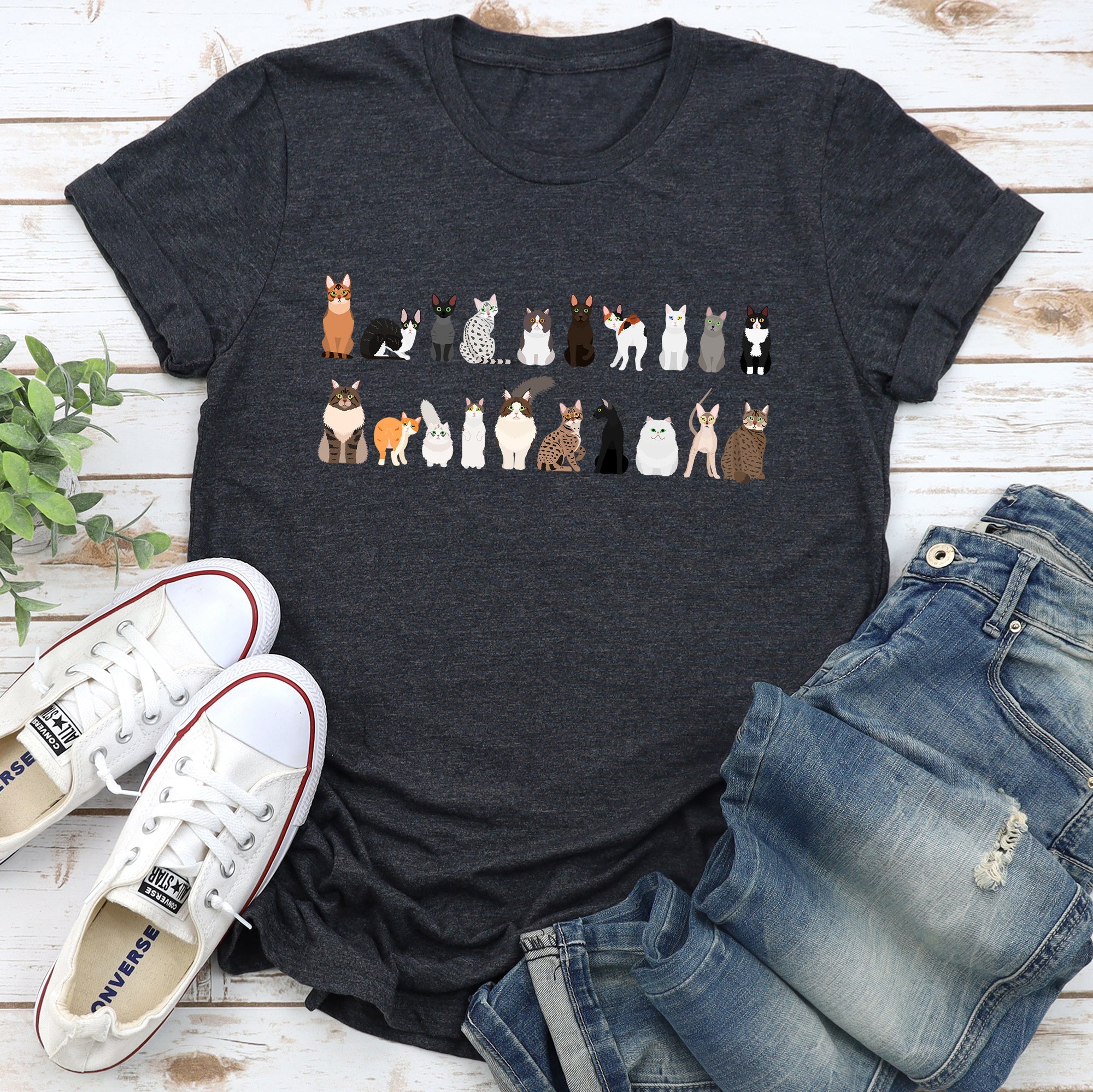 Cat Lovers Illustration Of Cat Breeds And Pet Animals In Bold Graphics Graphic Tee