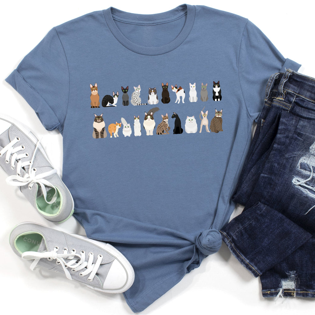 Cat Lovers Illustration Of Cat Breeds And Pet Animals In Bold Graphics Graphic Tee