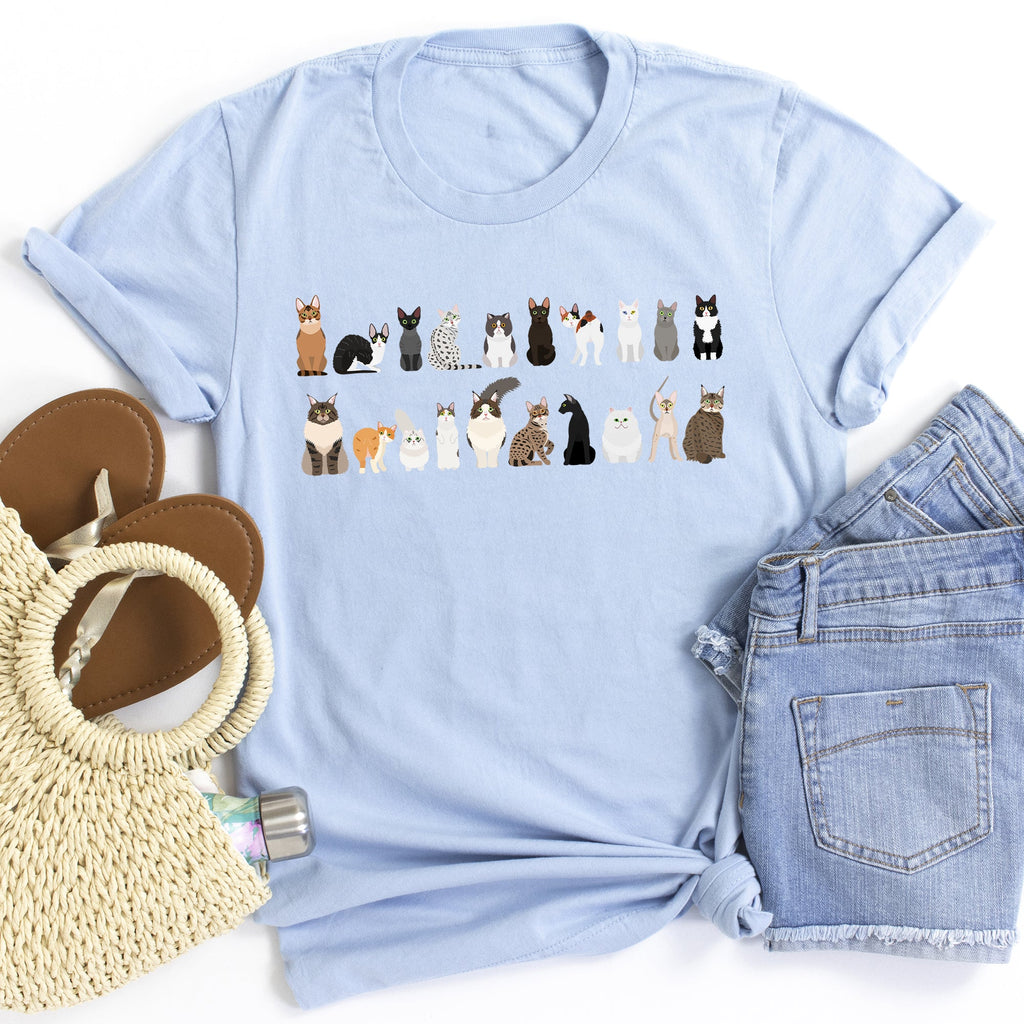 Cat Lovers Illustration Of Cat Breeds And Pet Animals In Bold Graphics Graphic Tee
