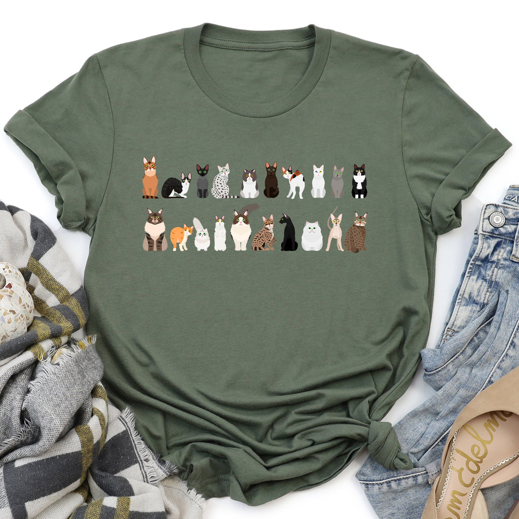Cat Lovers Illustration Of Cat Breeds And Pet Animals In Bold Graphics Graphic Tee