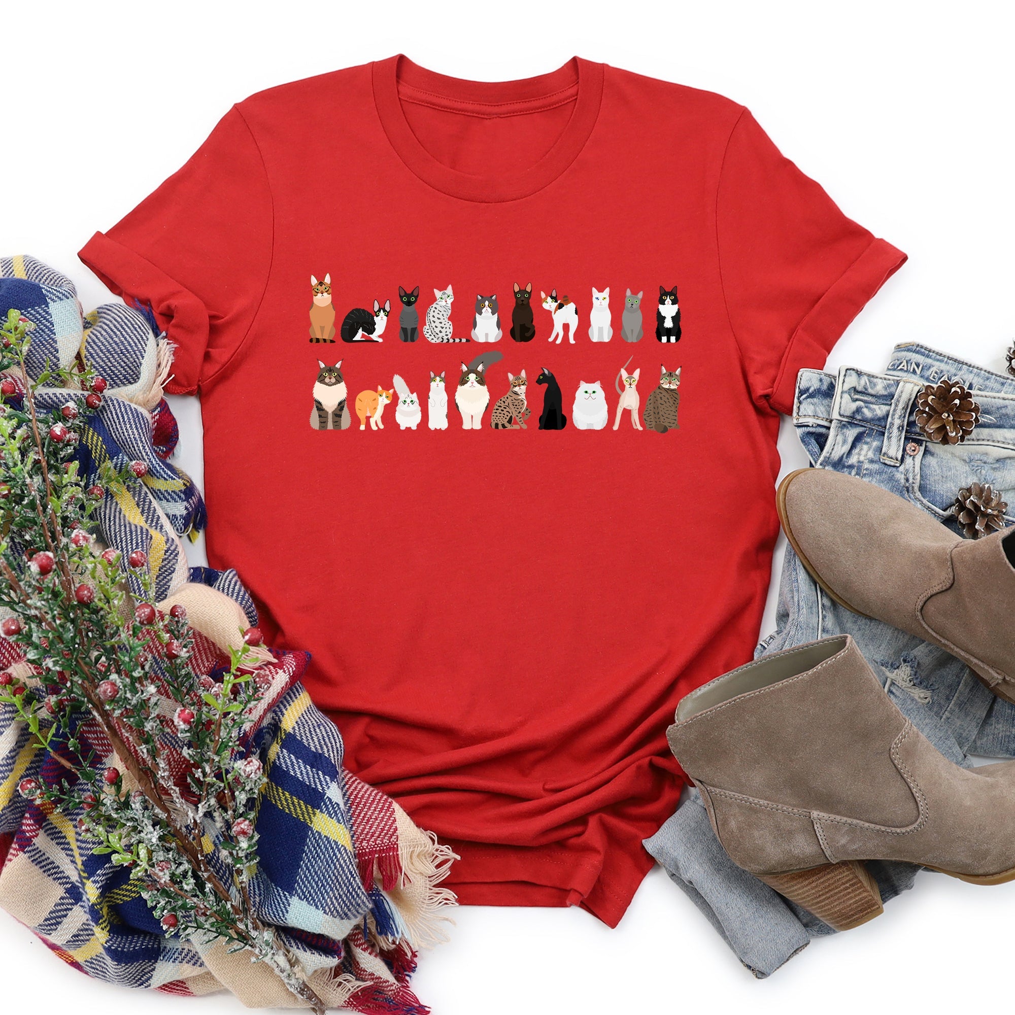 Cat Lovers Illustration Of Cat Breeds And Pet Animals In Bold Graphics Graphic Tee