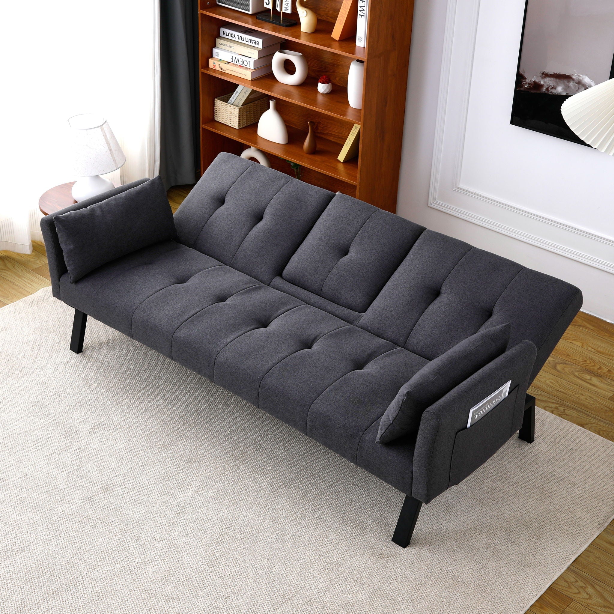 Sofa Bed With Foldable Design And Cup Holder