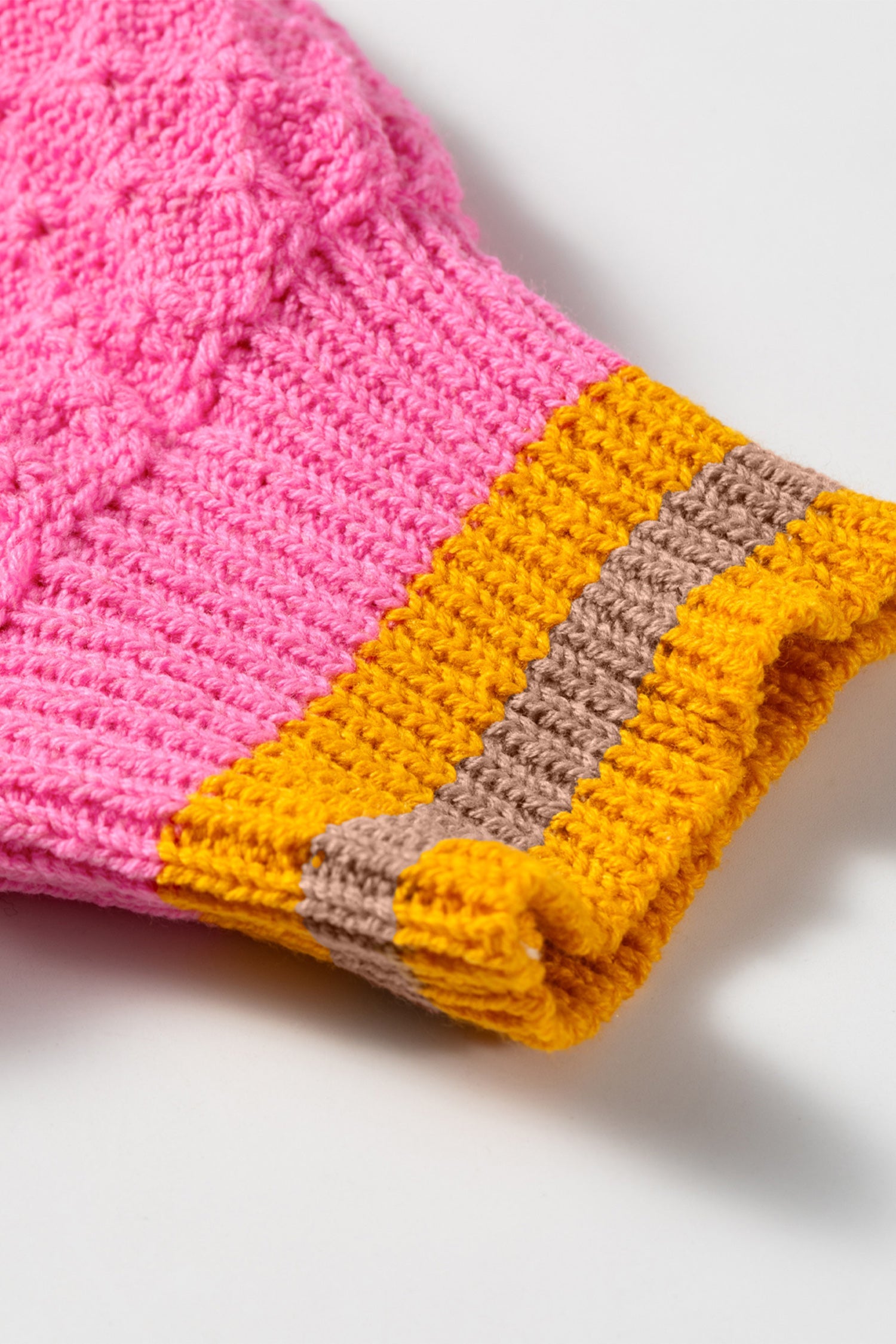Stripe Colorblock Textured Drop Shoulder Sweater