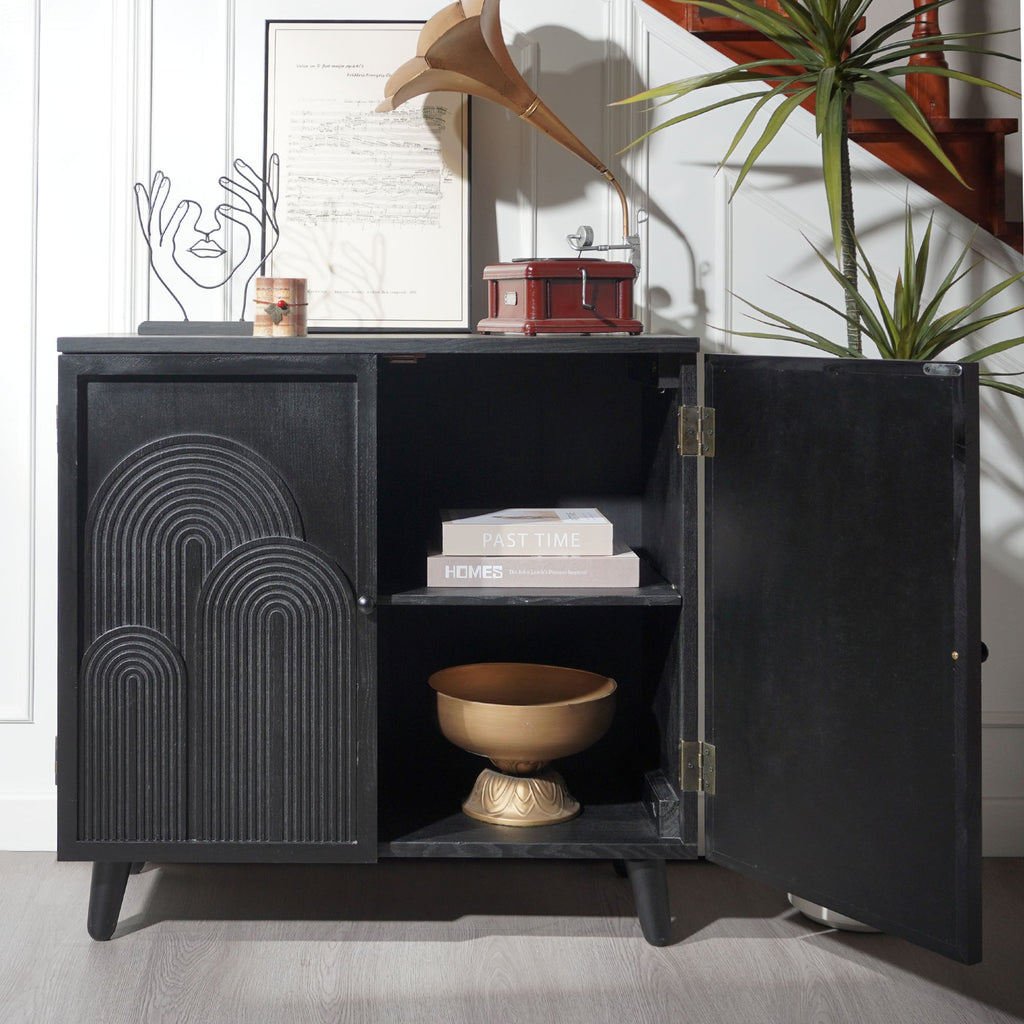 2 Door Accent Cabinet Storage Cabinet With Adjustable Shelf - Black