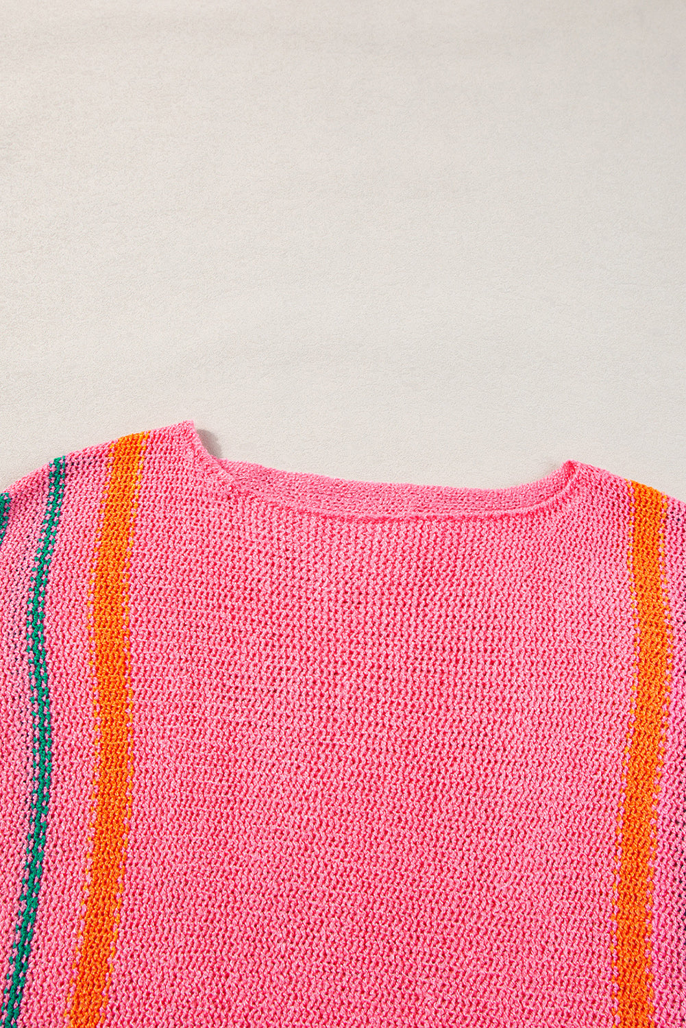 Stripe Detail Wide 3/4 Sleeve Knit Top