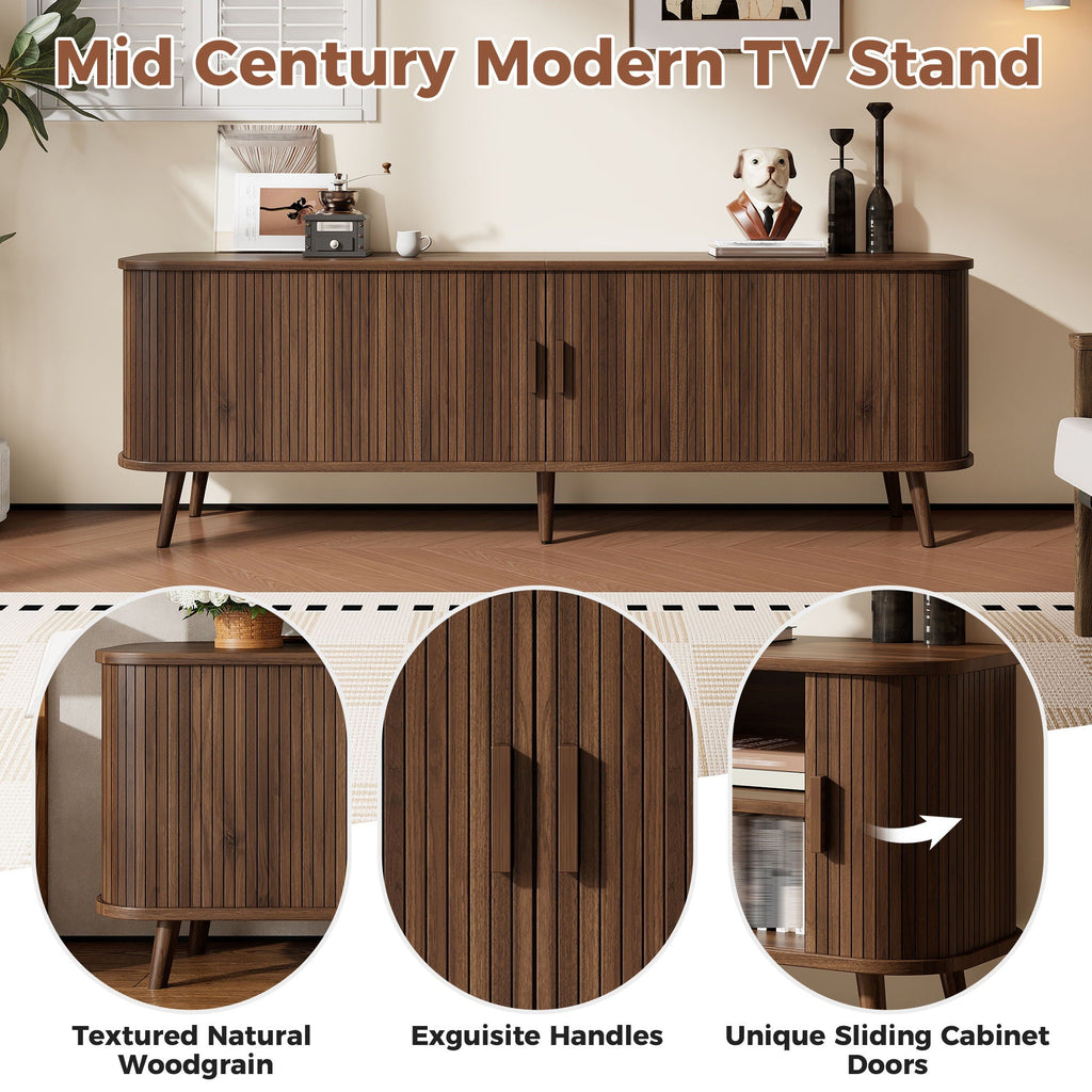 70" TV Stand, Media Center With Ample Storage - Dark Brown