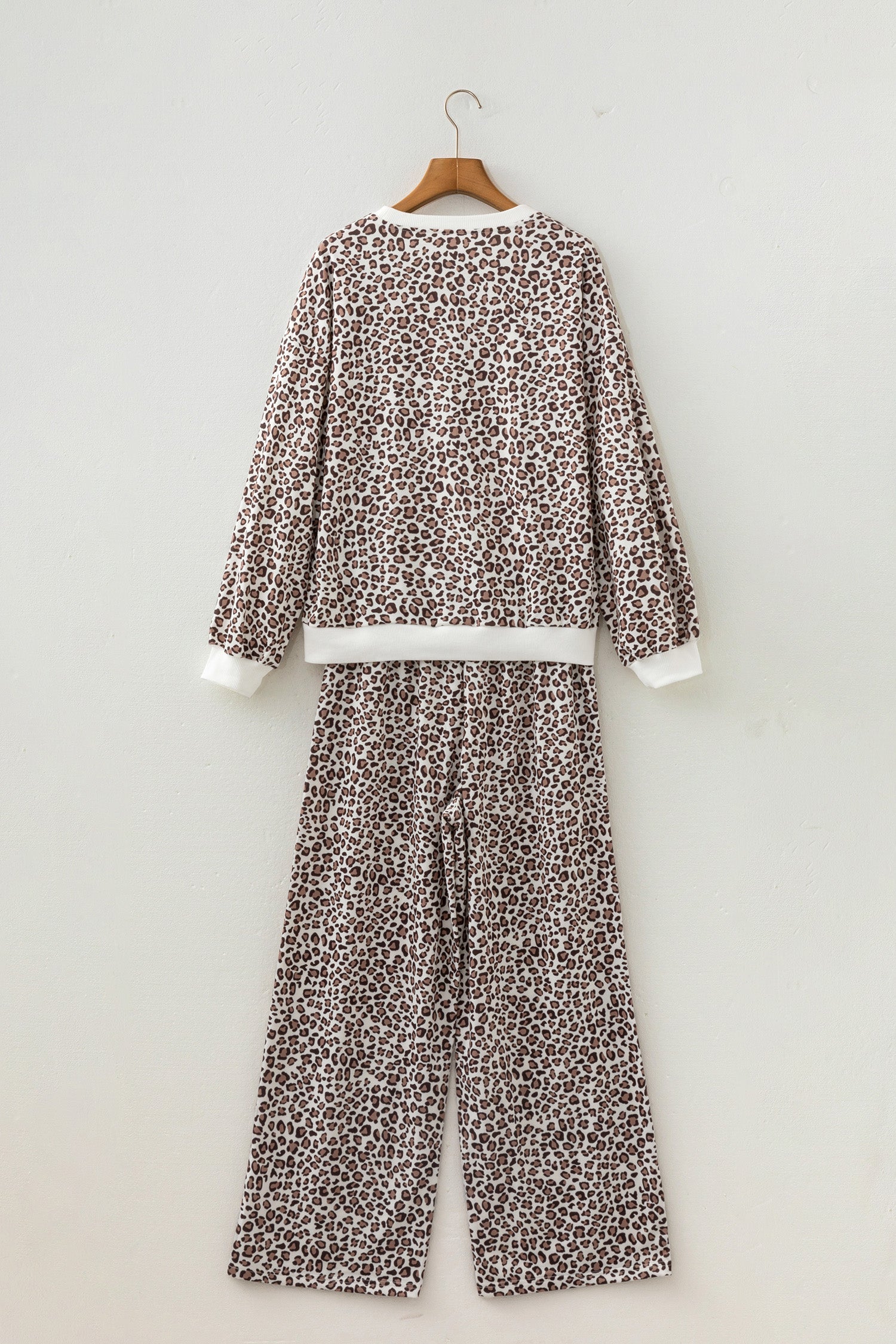 Leopard Bow Embroidered Colorblock Top & Pants Set