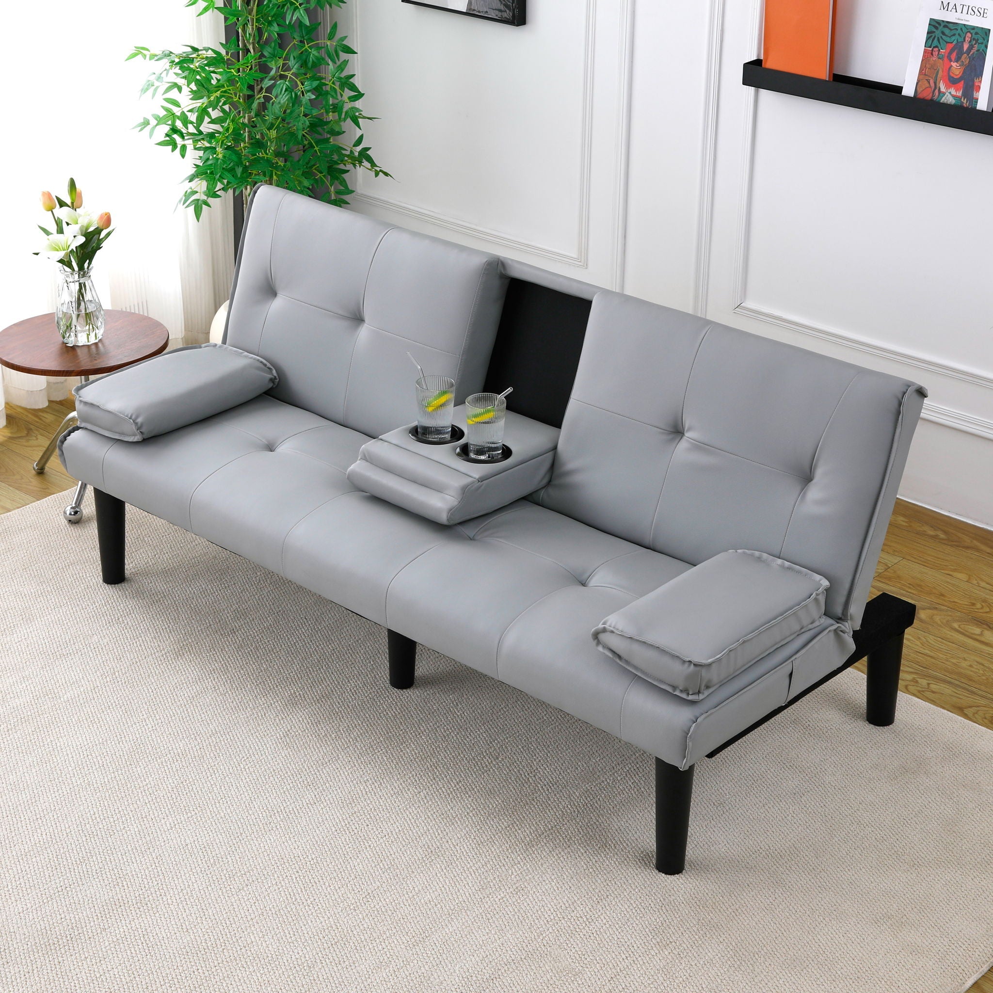 Sofa Bed With Foldable Design And Cup Holder