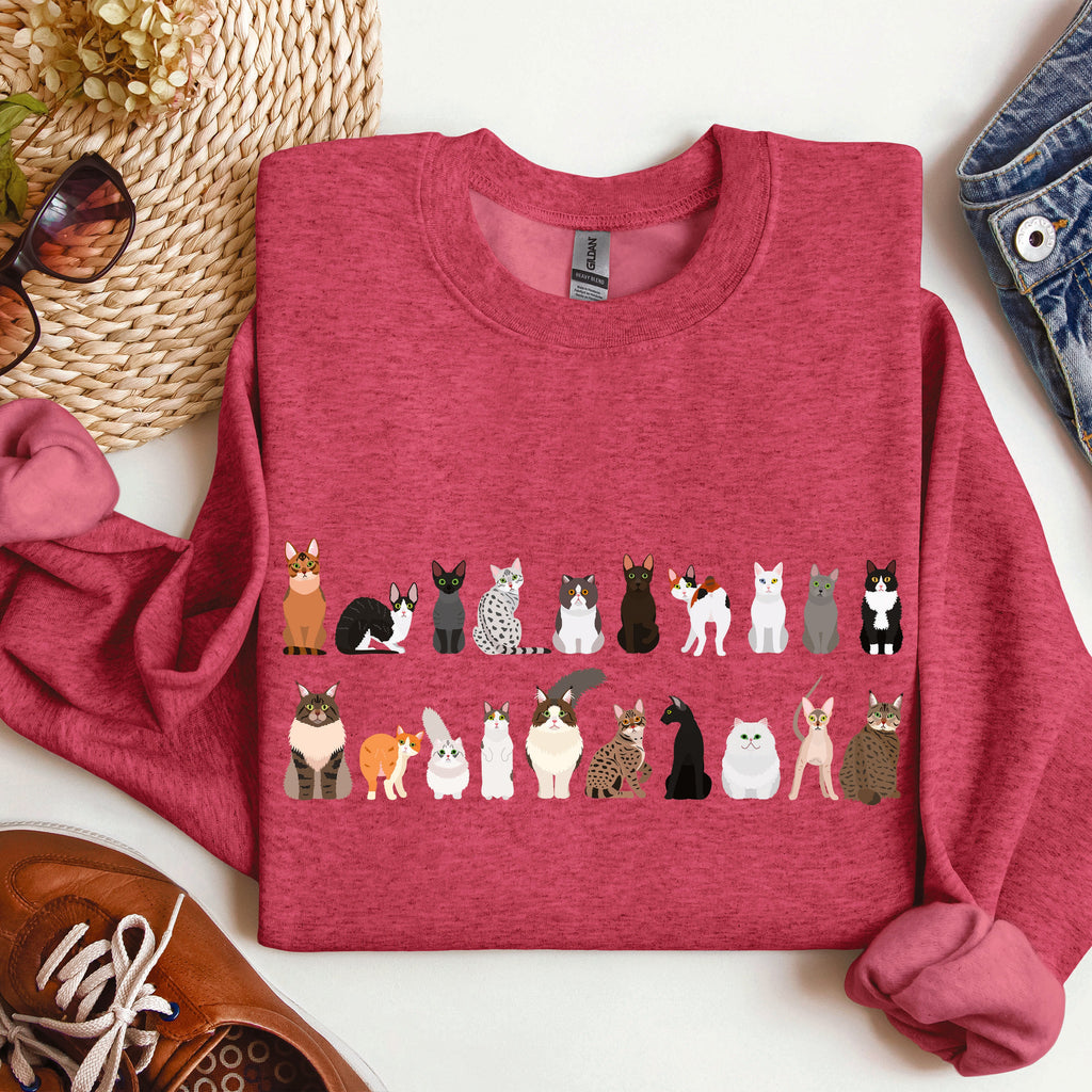 Cat Breeds Animal Lover Premium Fleece Lined Cozy Graphic Sweatshirt