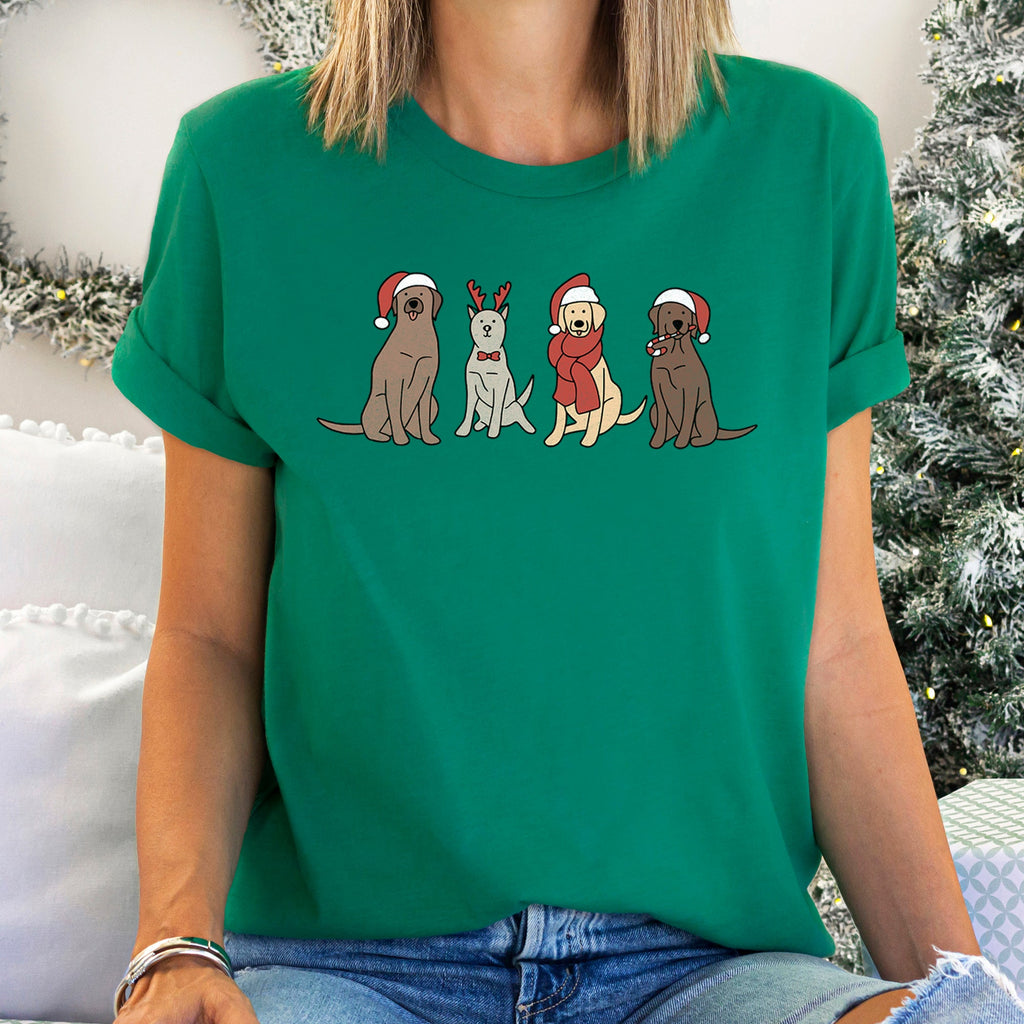 Adorable Christmas Dogs, Reindeer, Santa Graphic Tee For Holiday Joy And Cozy Comfort