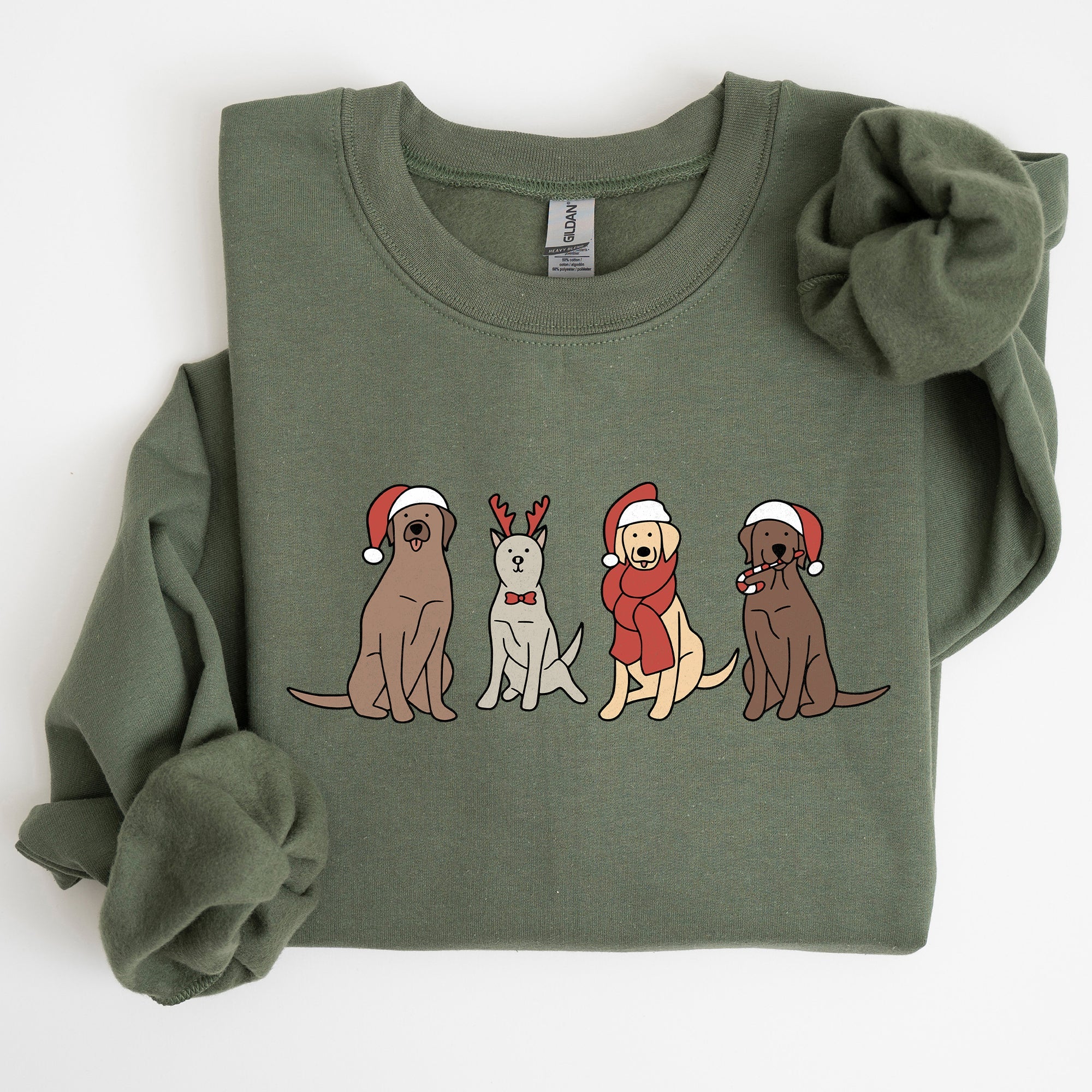 Adorable Christmas Dogs, Reindeer, Santa, Retro Xmas Festive Holiday Vibes Sweatshirt
