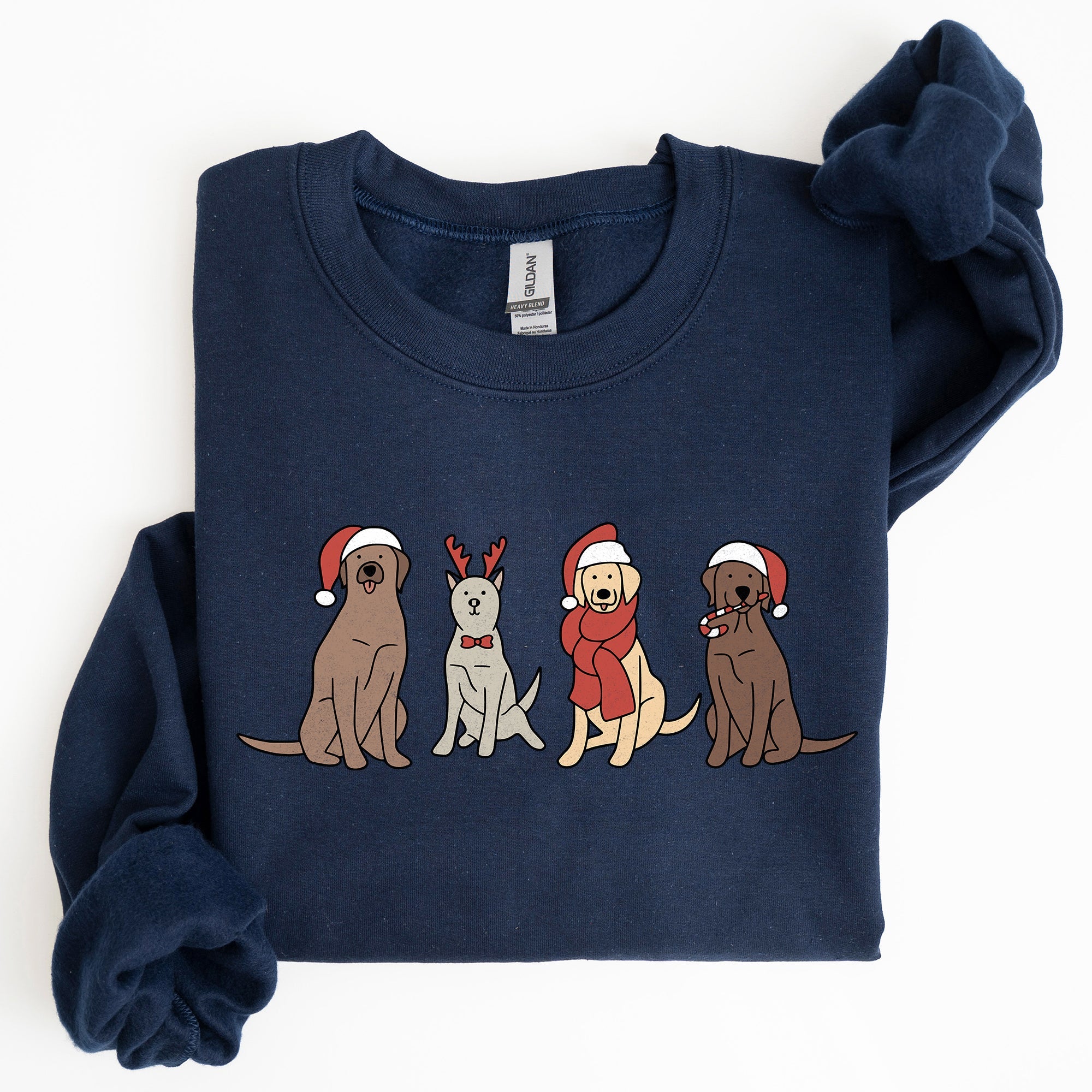 Adorable Christmas Dogs, Reindeer, Santa, Retro Xmas Festive Holiday Vibes Sweatshirt