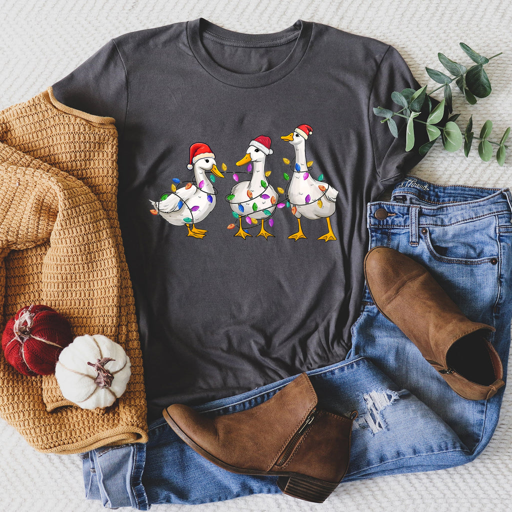 Adorable Christmas Ducks Santa Farmlife Limited Edition Cozy Vintage Graphic Tee