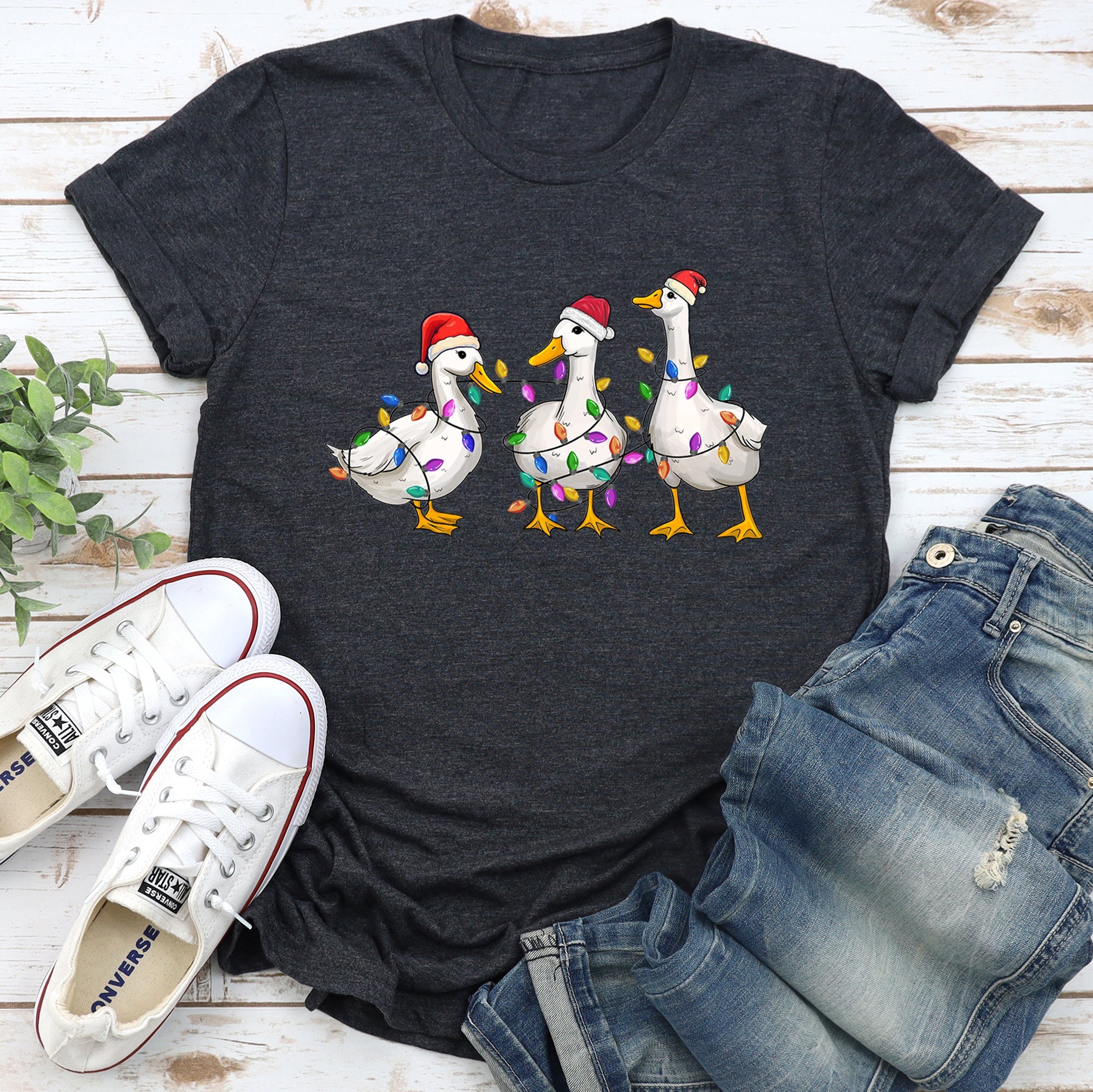 Adorable Christmas Ducks Santa Farmlife Limited Edition Cozy Vintage Graphic Tee